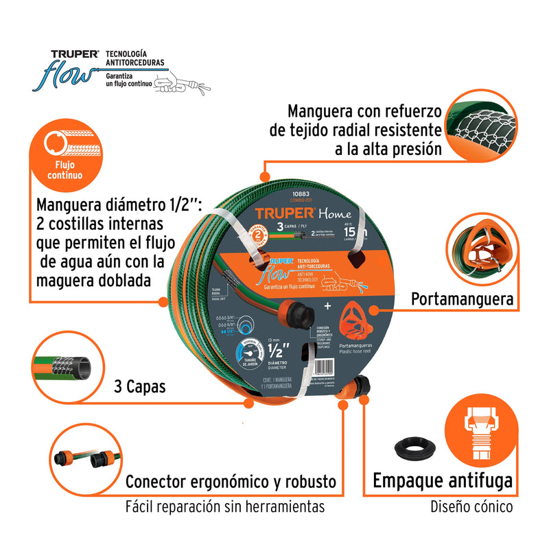 Combo manguera MAN-15X1/2RE y portamanguera GAN-MA