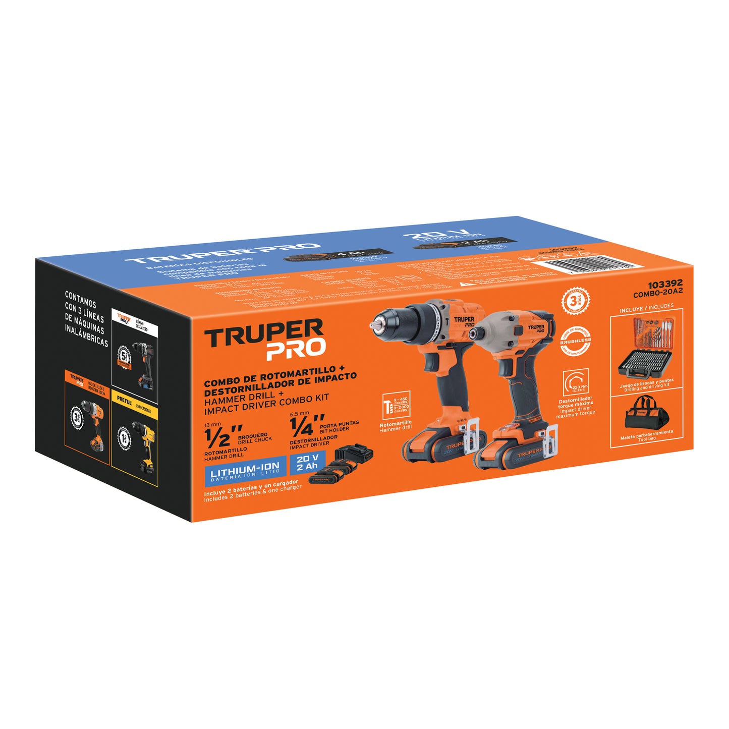 Combo rotomartillo/destornillador de impacto inal. 20V, PRO