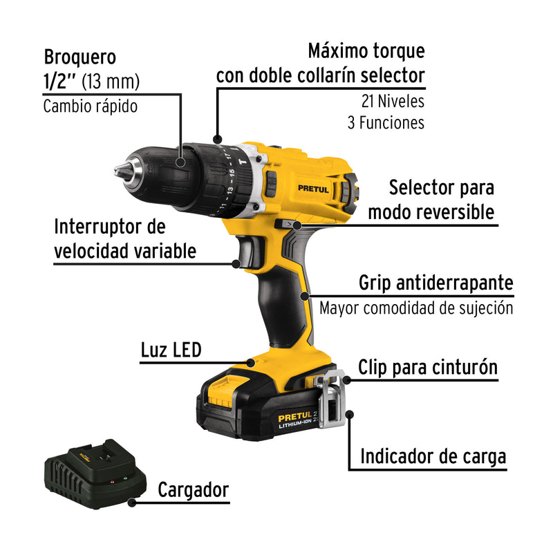 Combo rotomartillo/destornillador impacto inal. 20V, Pretul