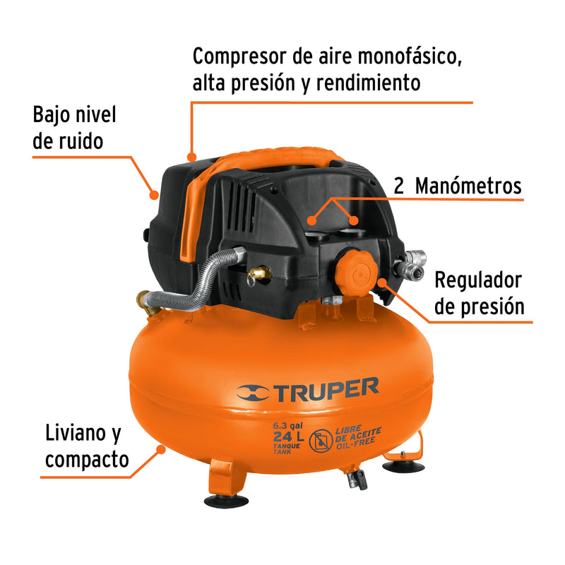 Compresor de aire libre de aceite de 24 L
