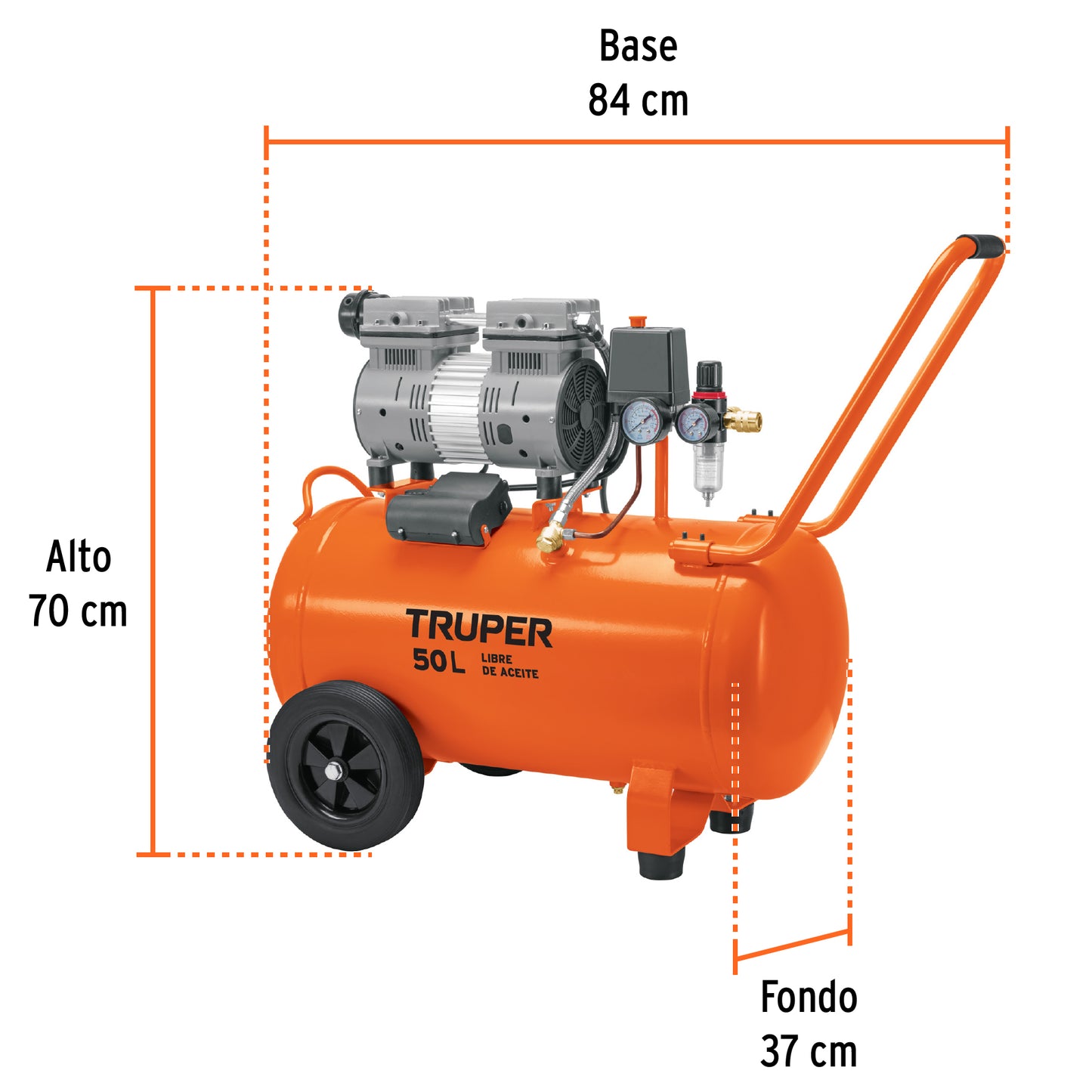Compresor de aire, silencioso libre de aceite, 50 L, 2 HP