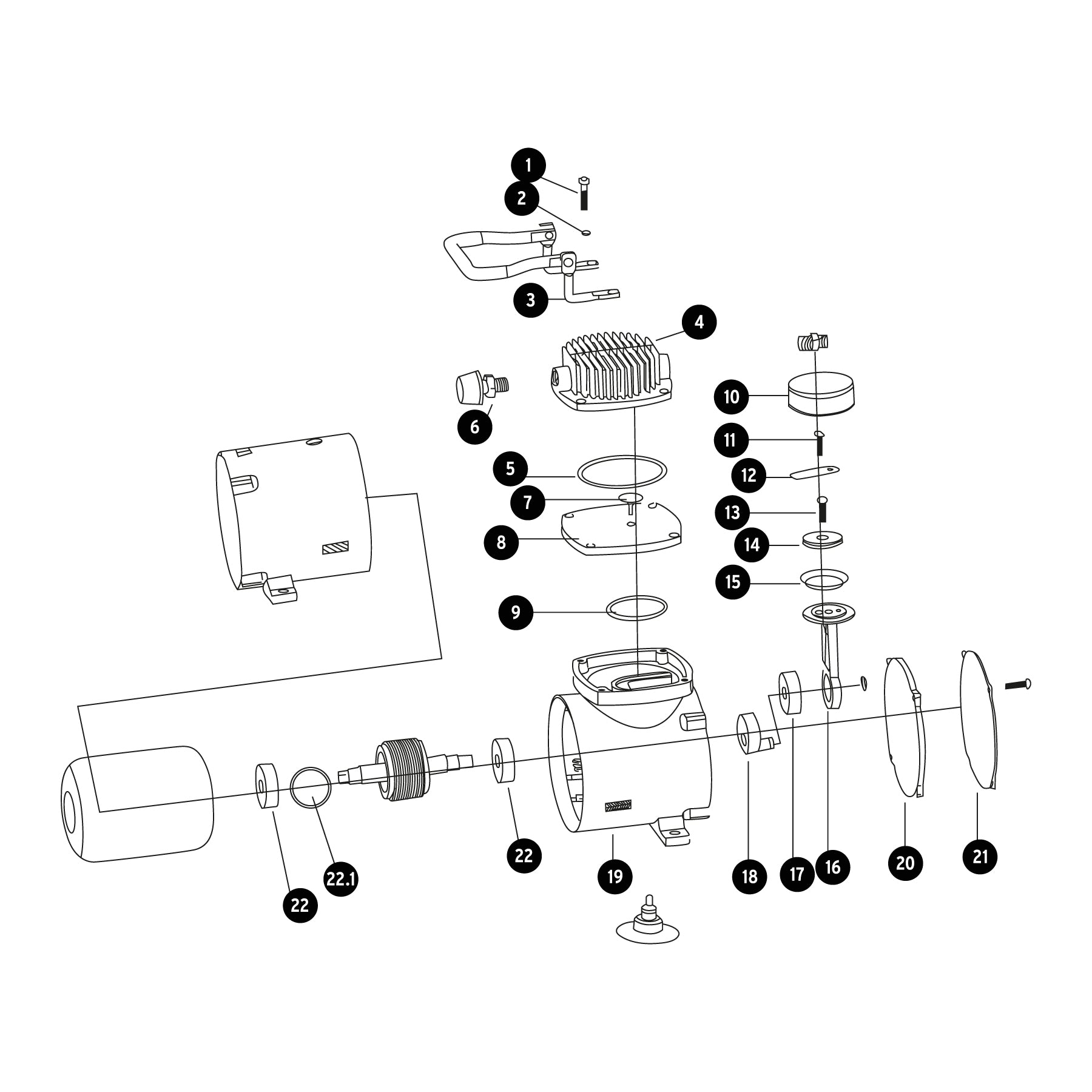 Compresor de diafragma para aerógrafo, 1/5 HP, 110 V