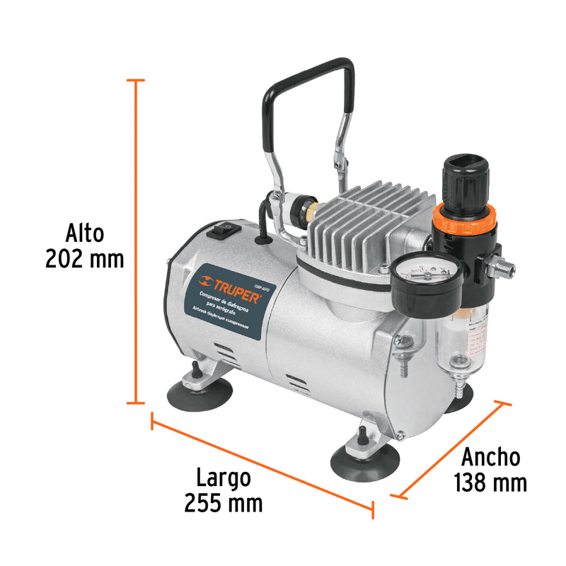 Compresor de diafragma para aerógrafo, 1/5 HP, 110 V