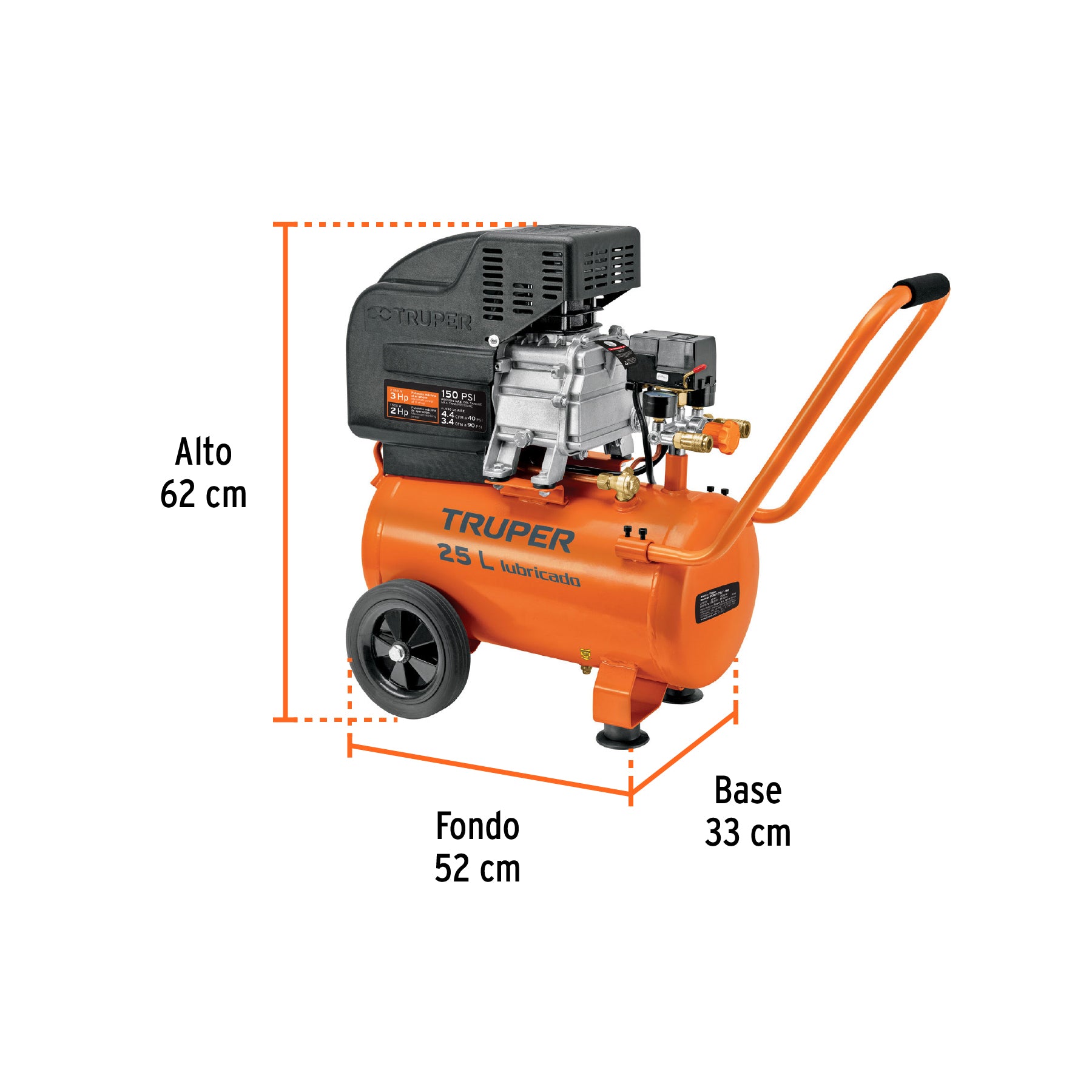 Kit, compresor 25 L, 3 HP, manguera de PVC y pistola