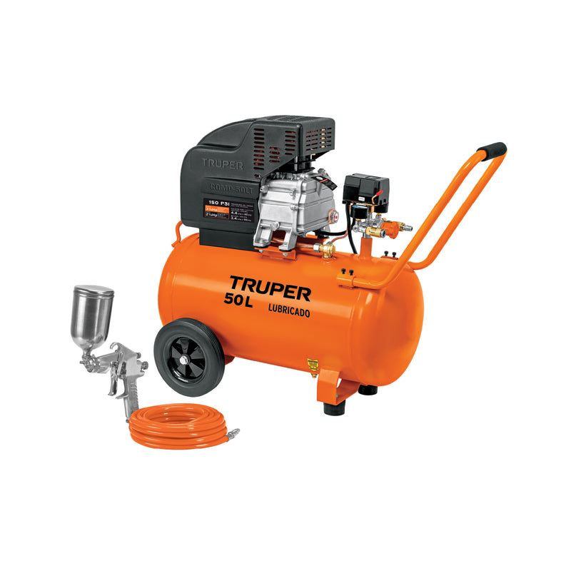 Kit, compresor 50 L, 4-1/2 HP, manguera de PVC y pistola