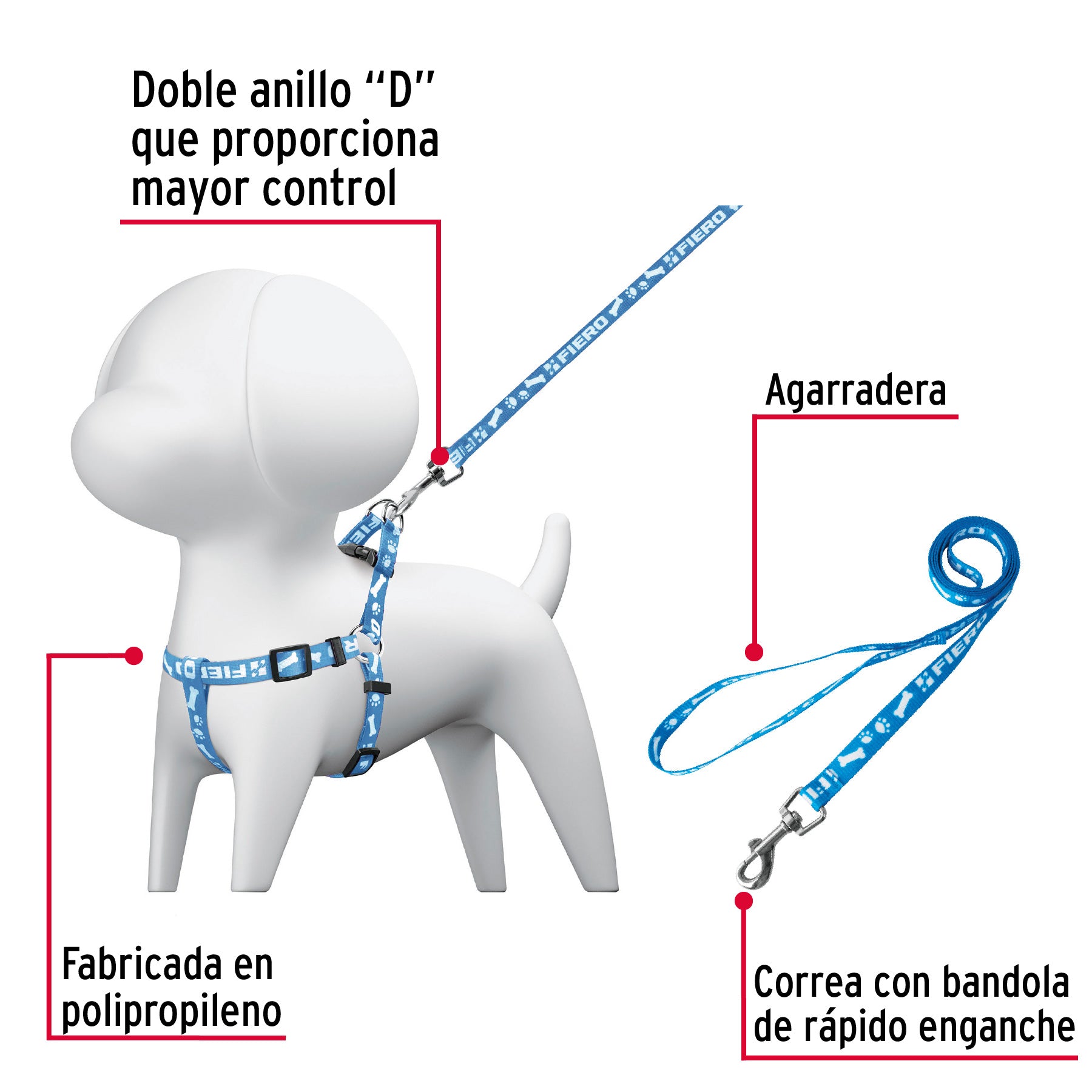 Correa para perro con pechera, 1.5 cm ancho