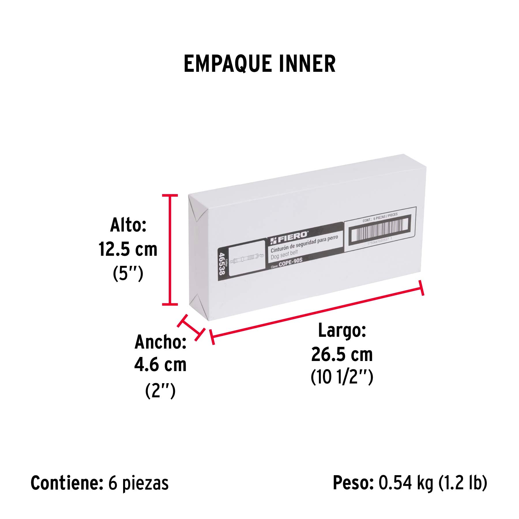 Correa de perro para cinturón de seguridad 90cm, Fiero