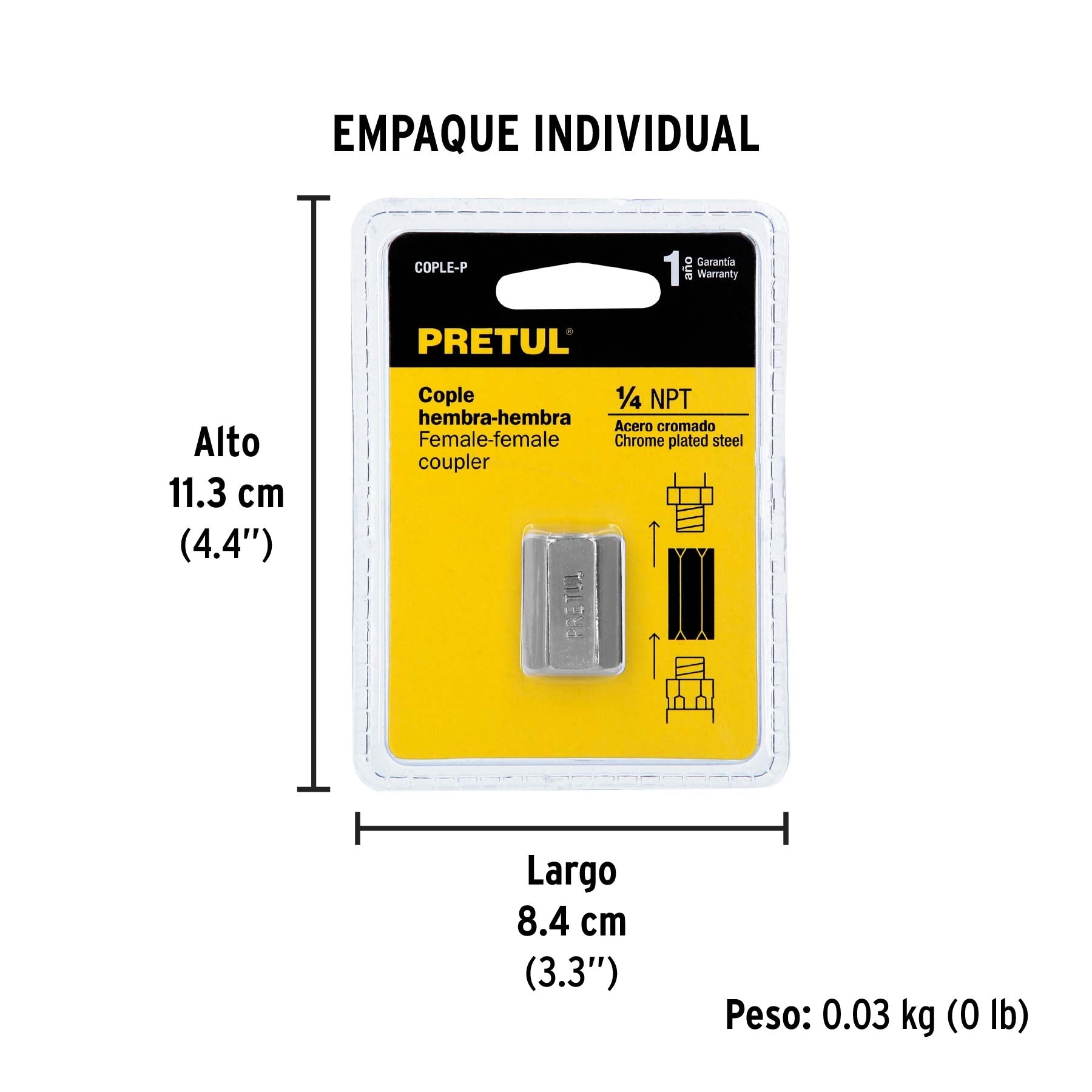 Cople acero, cuerda 1/4 NPT, Pretul