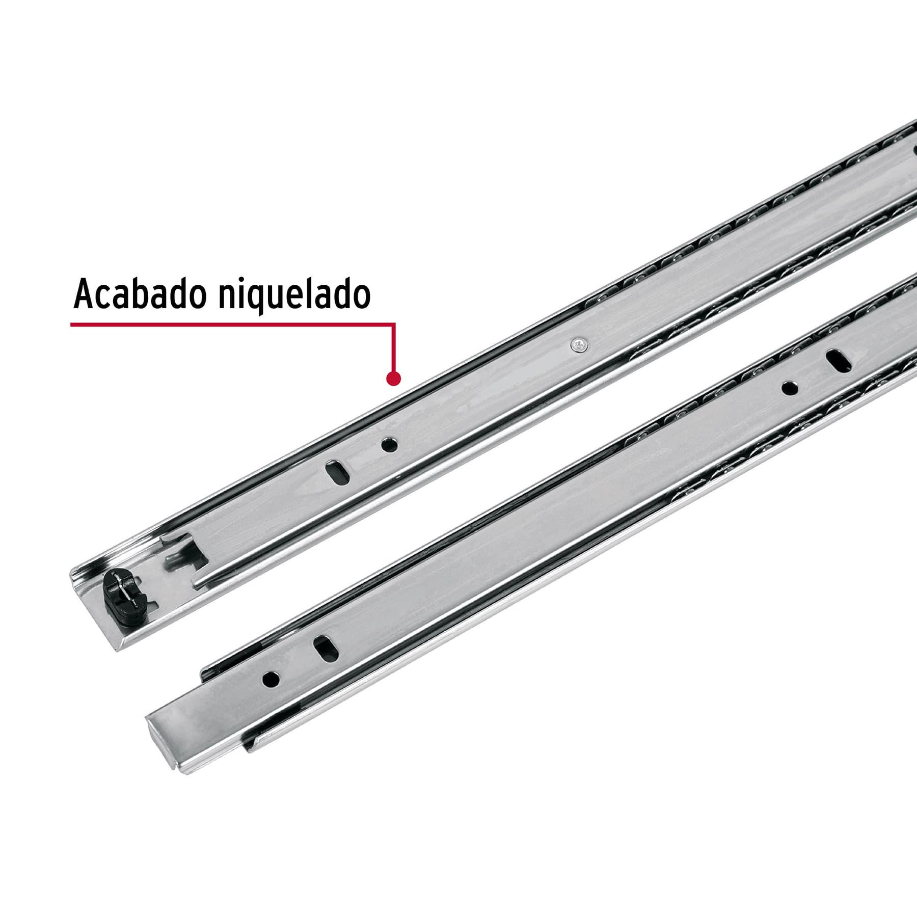 Corredera embalada para cajón, apertura 3/4- 60 cm, 2 pzas
