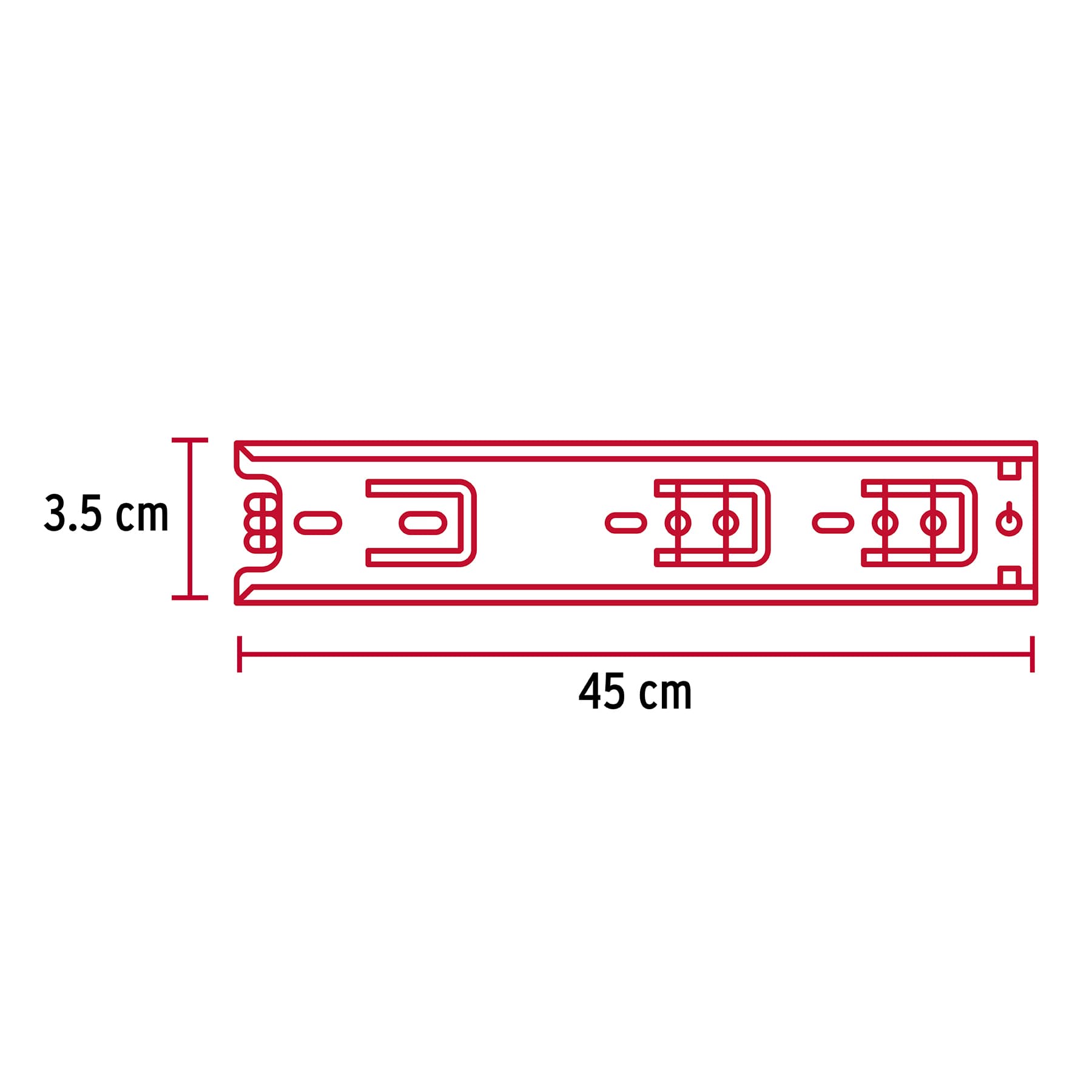 Corredera de extensión total 35mm, para cajón, 45cm, 2 pzas