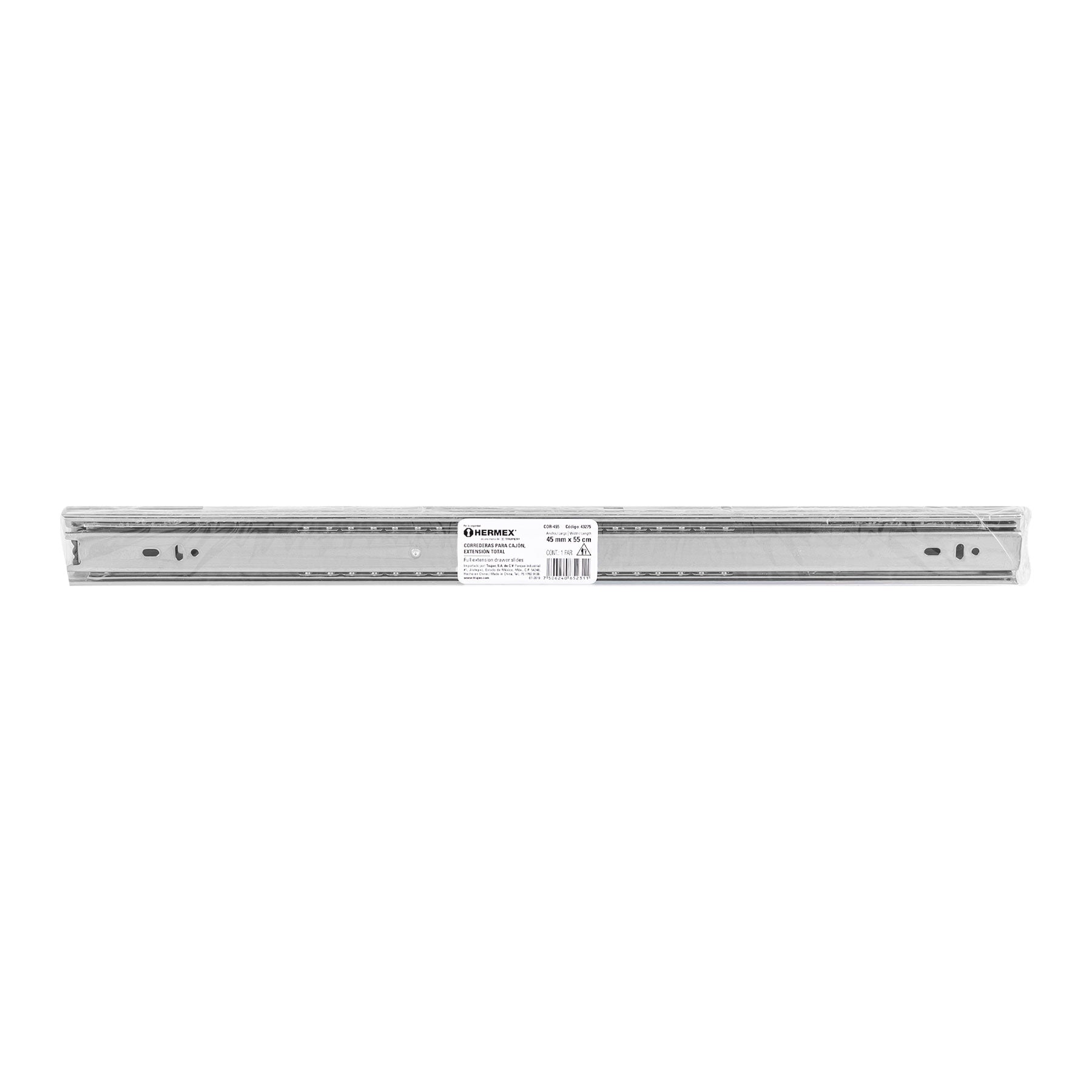 Corredera de extensión total 45mm, para cajón, 55cm, 2 pzas