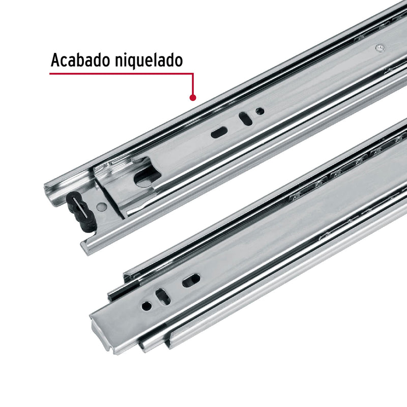 Corredera de extensión total 45mm, para cajón, 55cm, 2 pzas