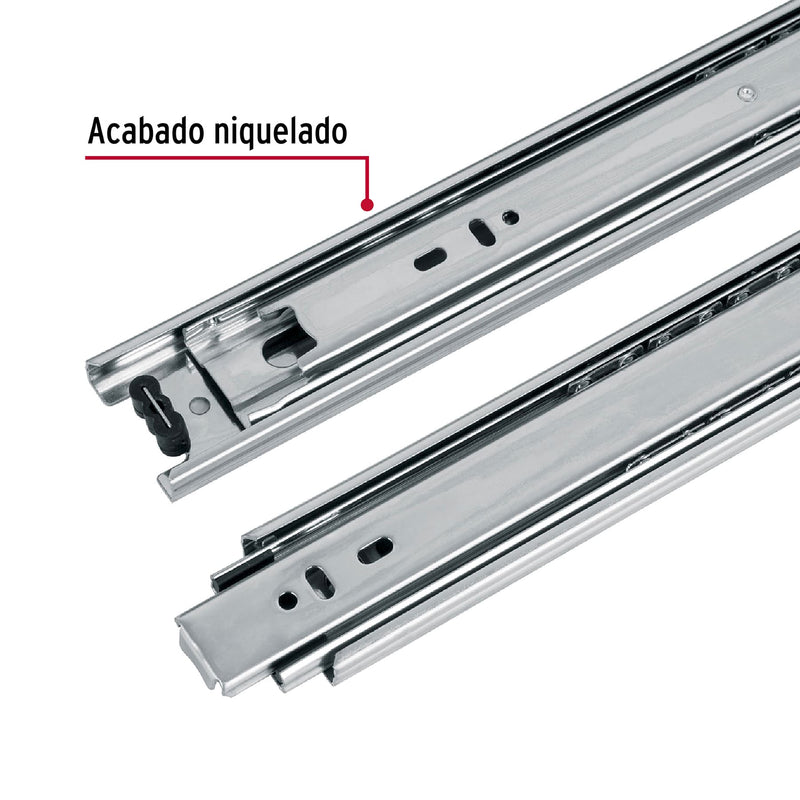 Corredera de extensión total 45mm, para cajón, 60cm, 2 pzas