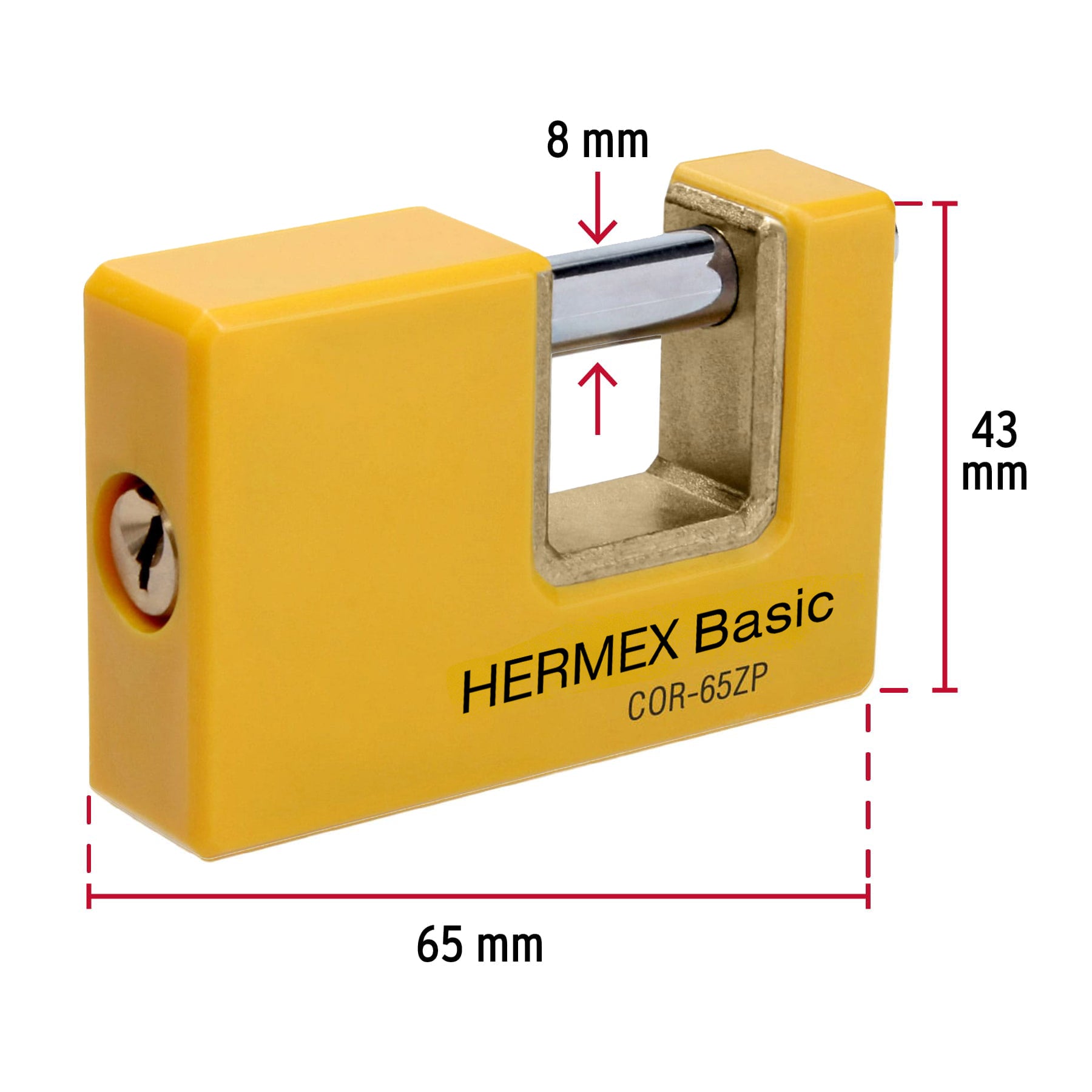 Candado antipalanca, 65mm, cuerpo metálico, Hermex Basic