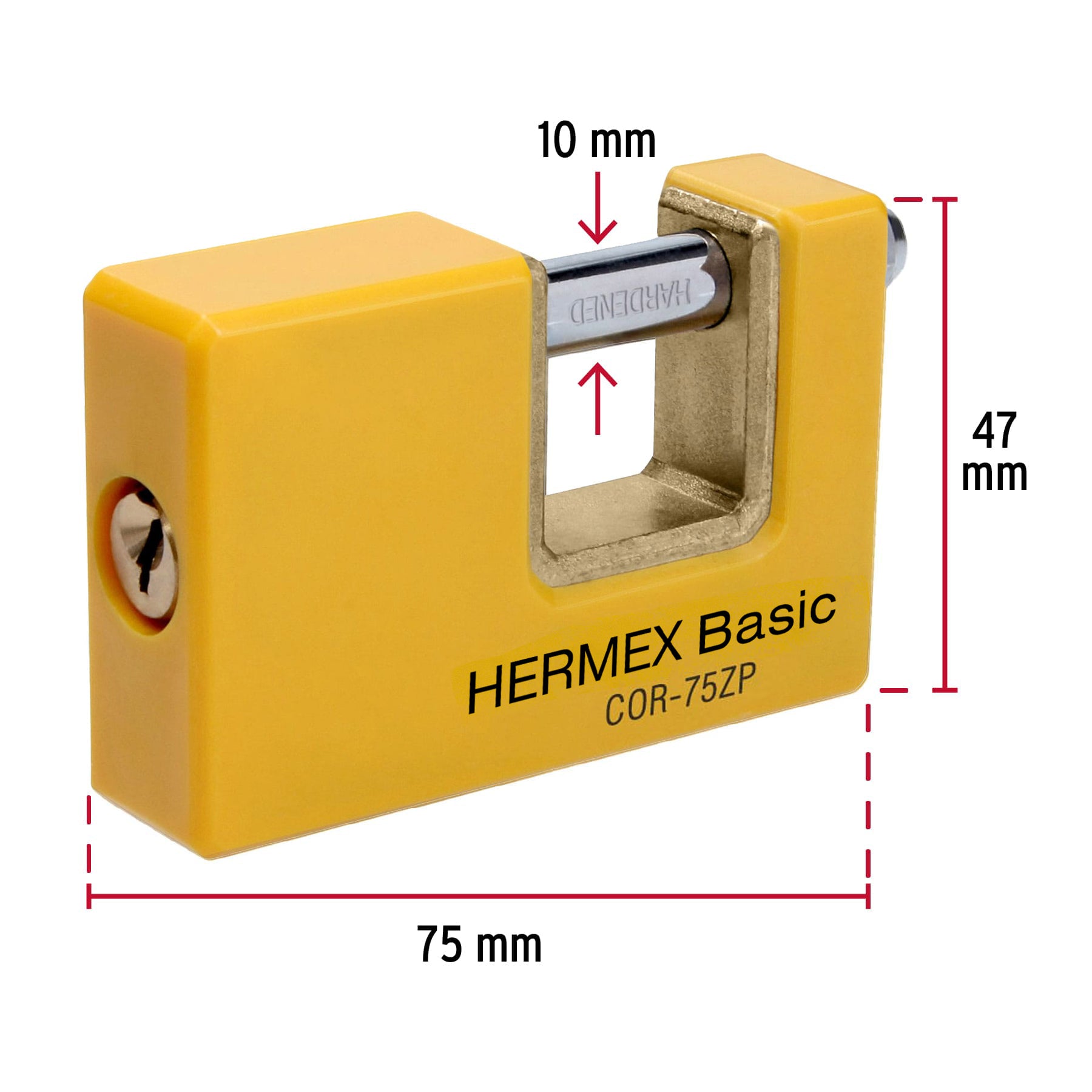 Candado antipalanca, 75mm, cuerpo metálico, Hermex Basic