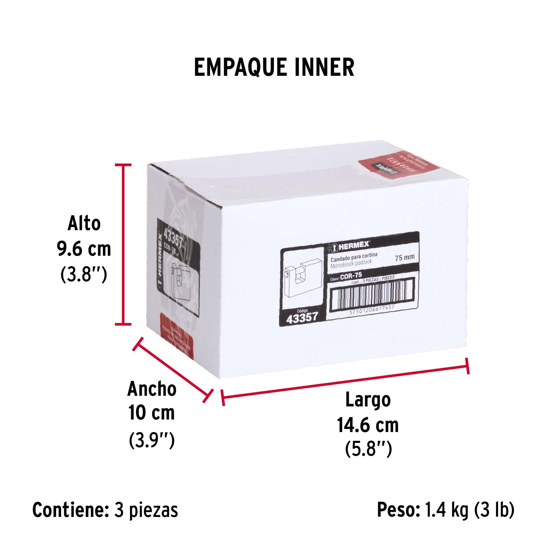 Candado antipalanca, 75mm, cuerpo de latón llave tradicional