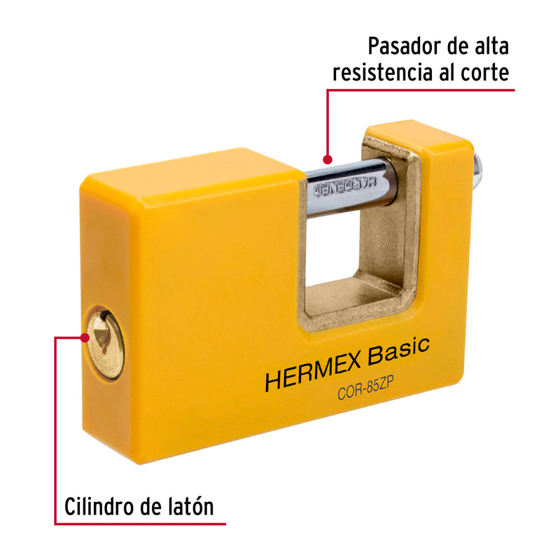 Candado antipalanca, 85mm, cuerpo metálico, Hermex Basic
