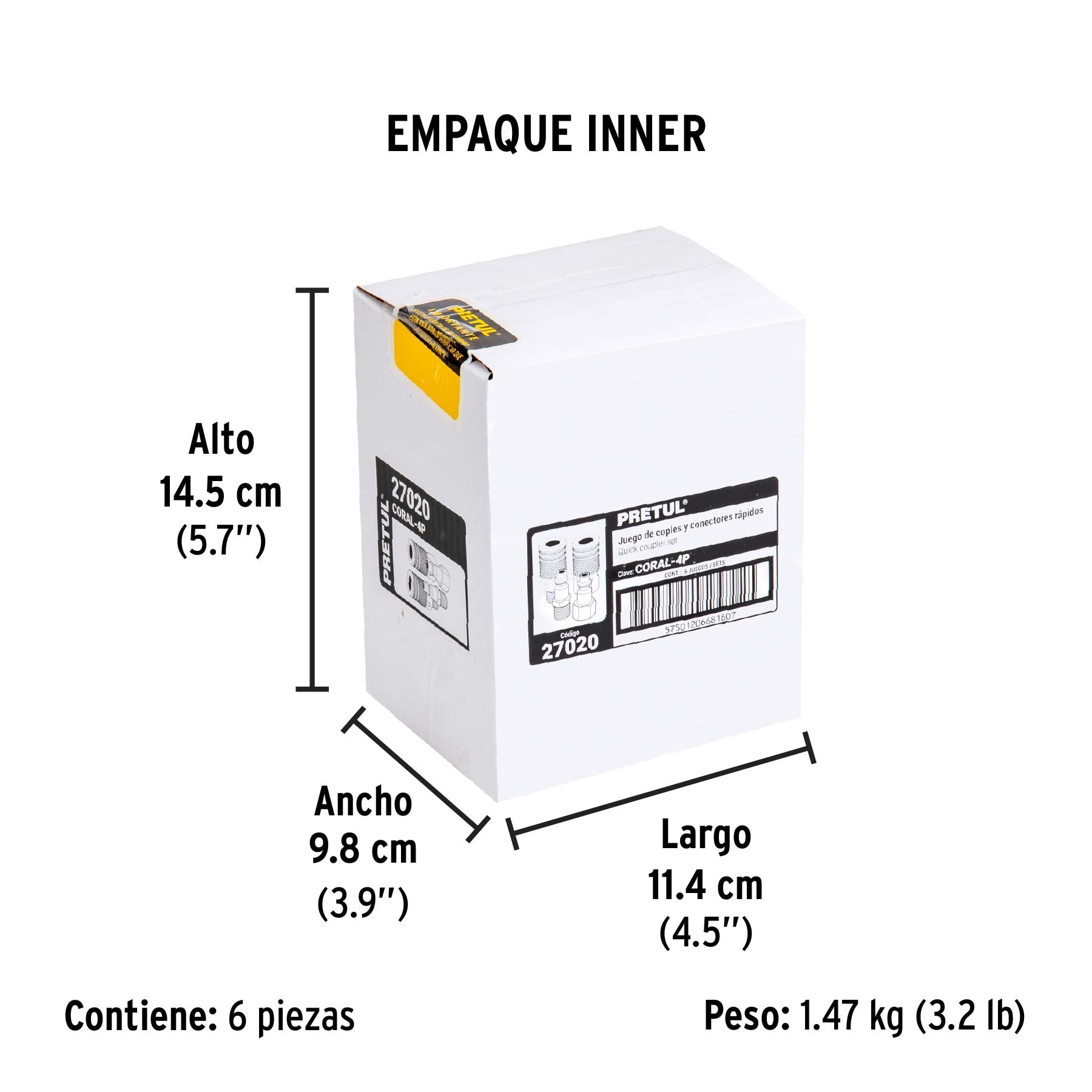 2 conectores y 2 coples para compresor, Pretul