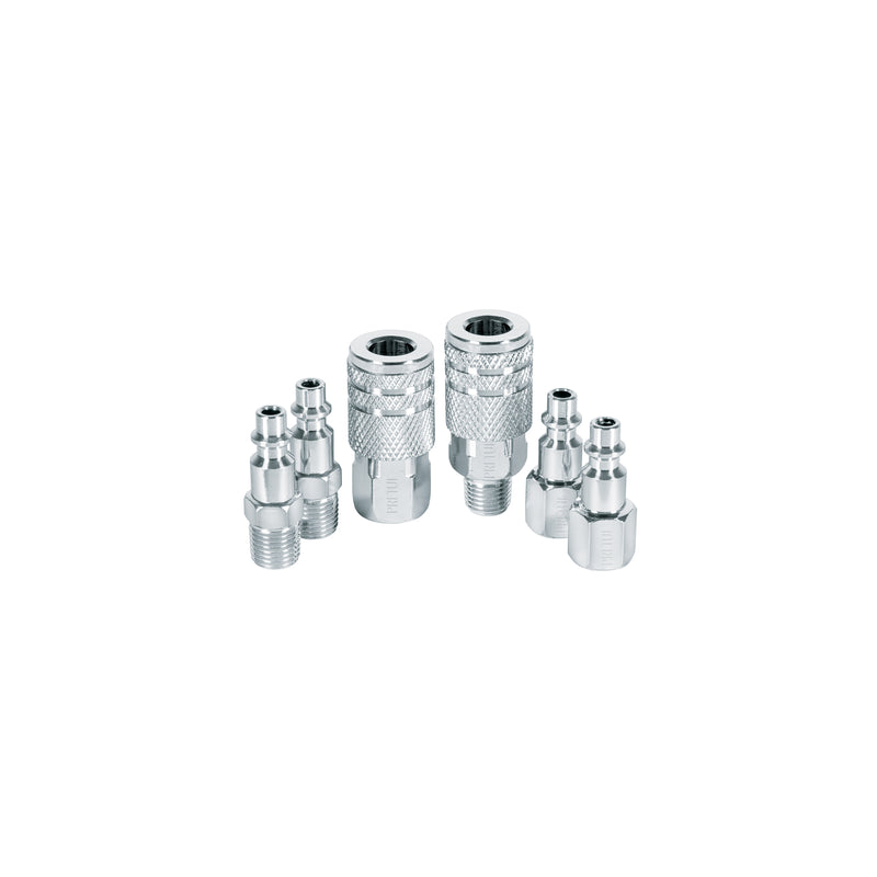 Juego de 4 conectores y 2 coples, compresor de aire, Pretul