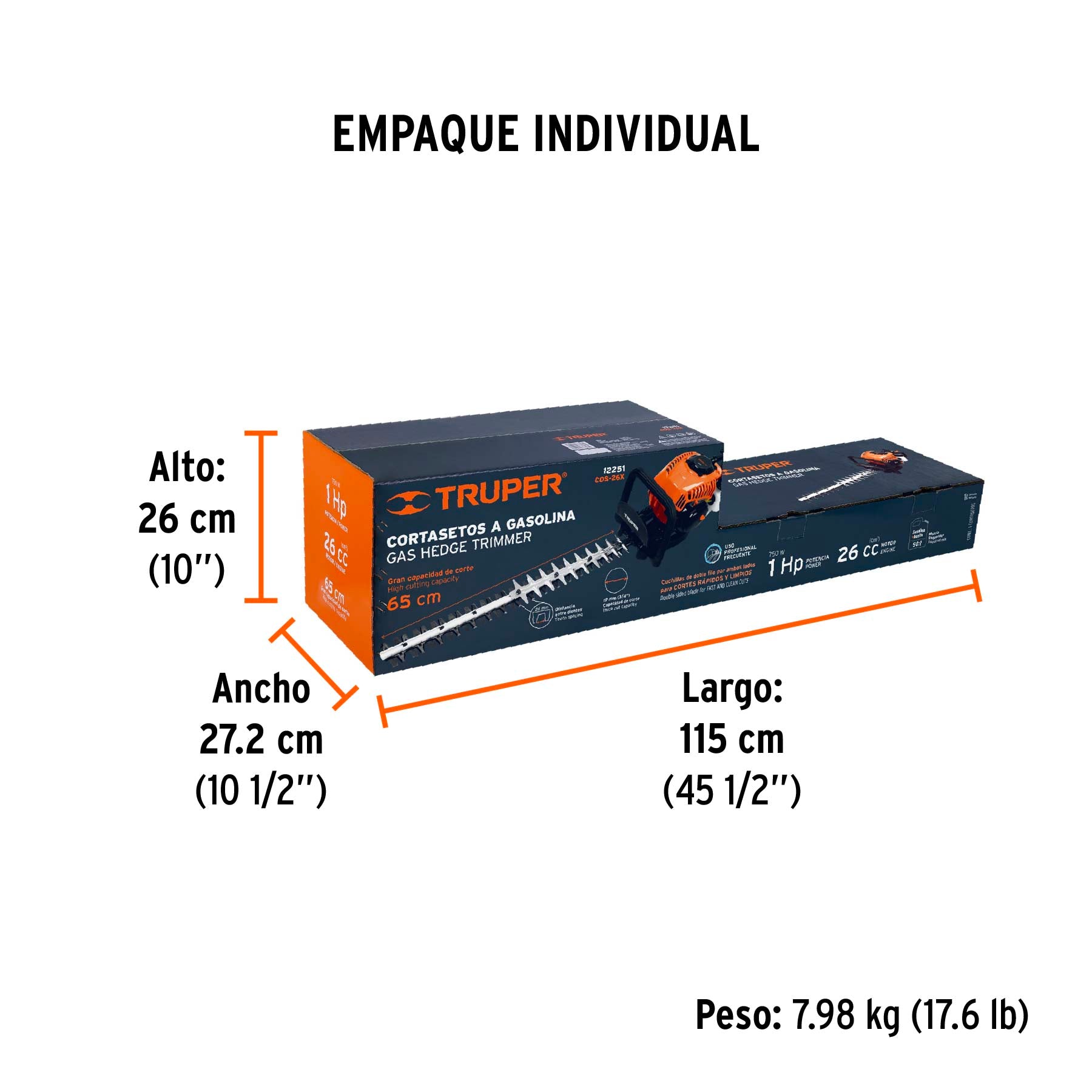 Cortasetos de gasolina, 26 cc