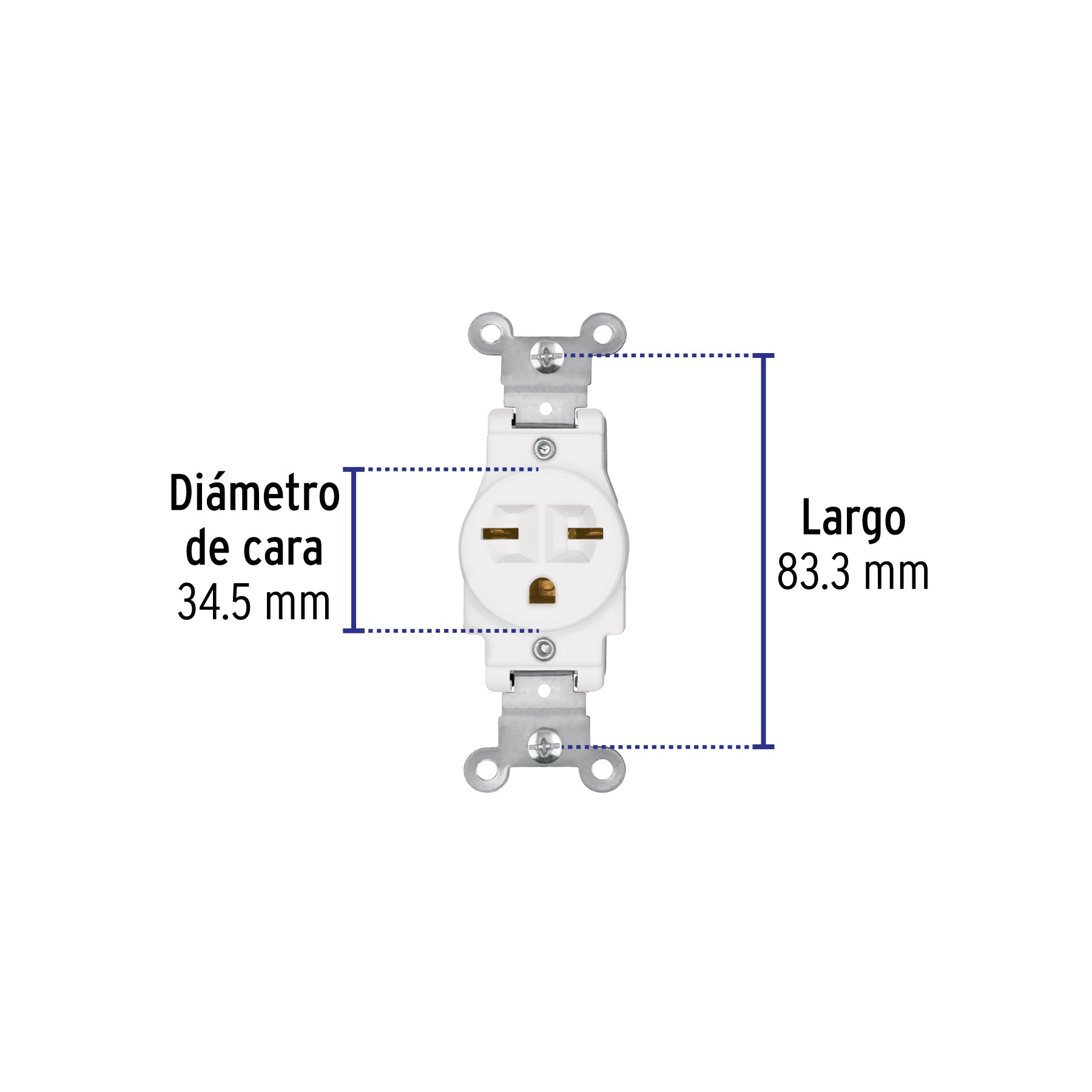 Contacto sencillo, cara de chino, Standard, blanco, Volteck