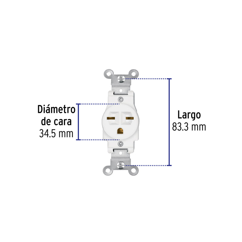 Contacto sencillo, cara de chino, Standard, blanco, Volteck