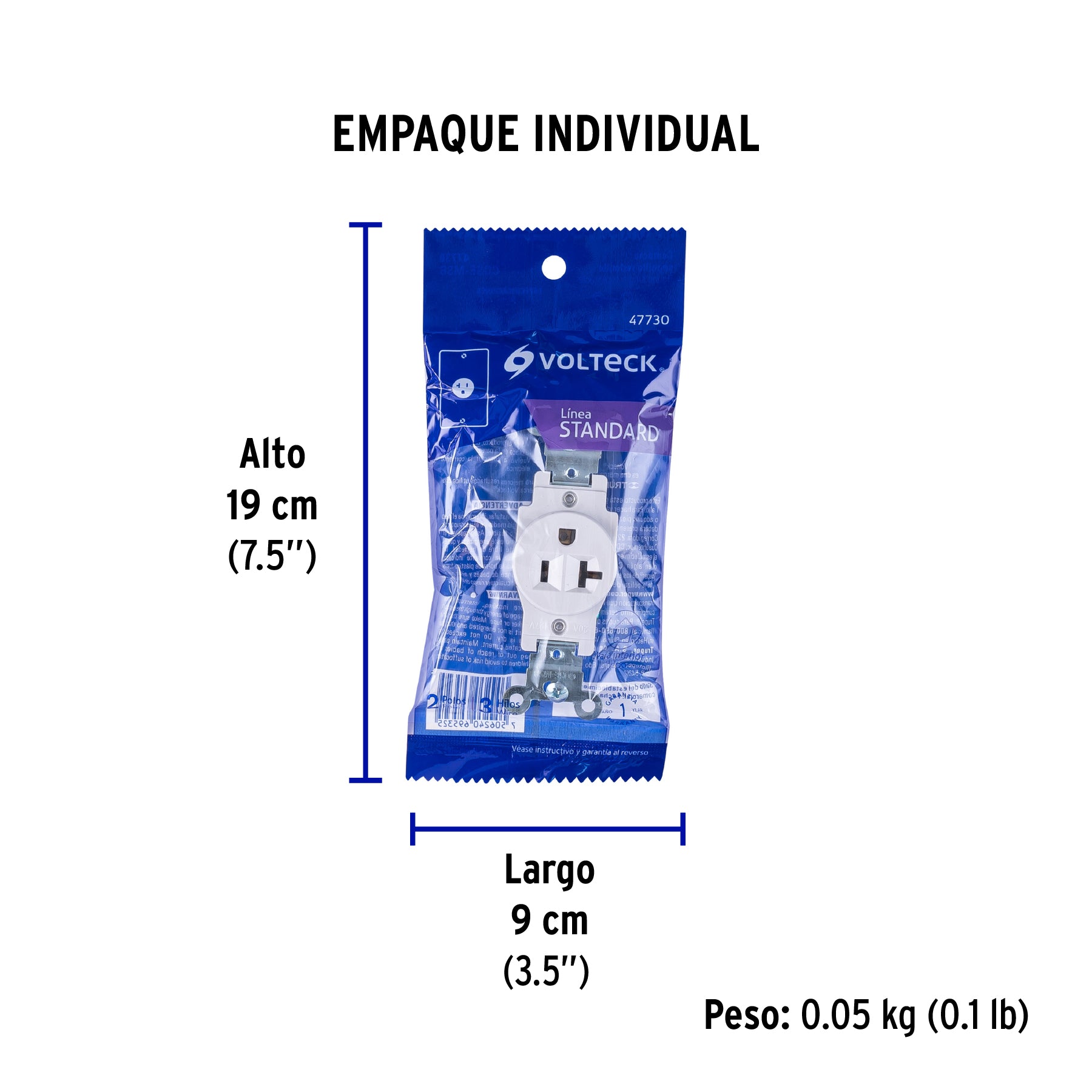 Contacto sencillo, 2 polos 3 hilos, 20 A, Standard, blanco