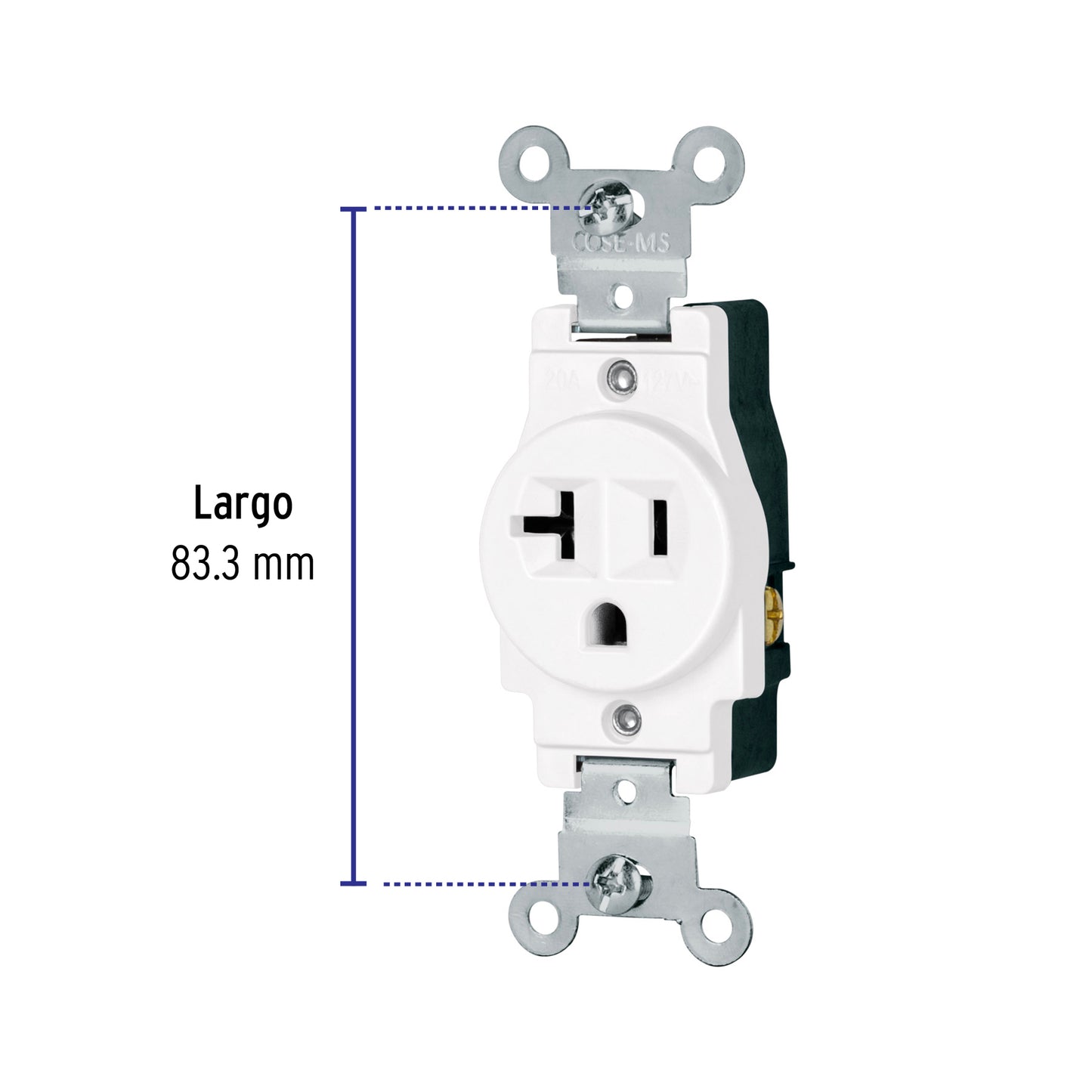 Contacto sencillo, 2 polos 3 hilos, 20 A, Standard, blanco