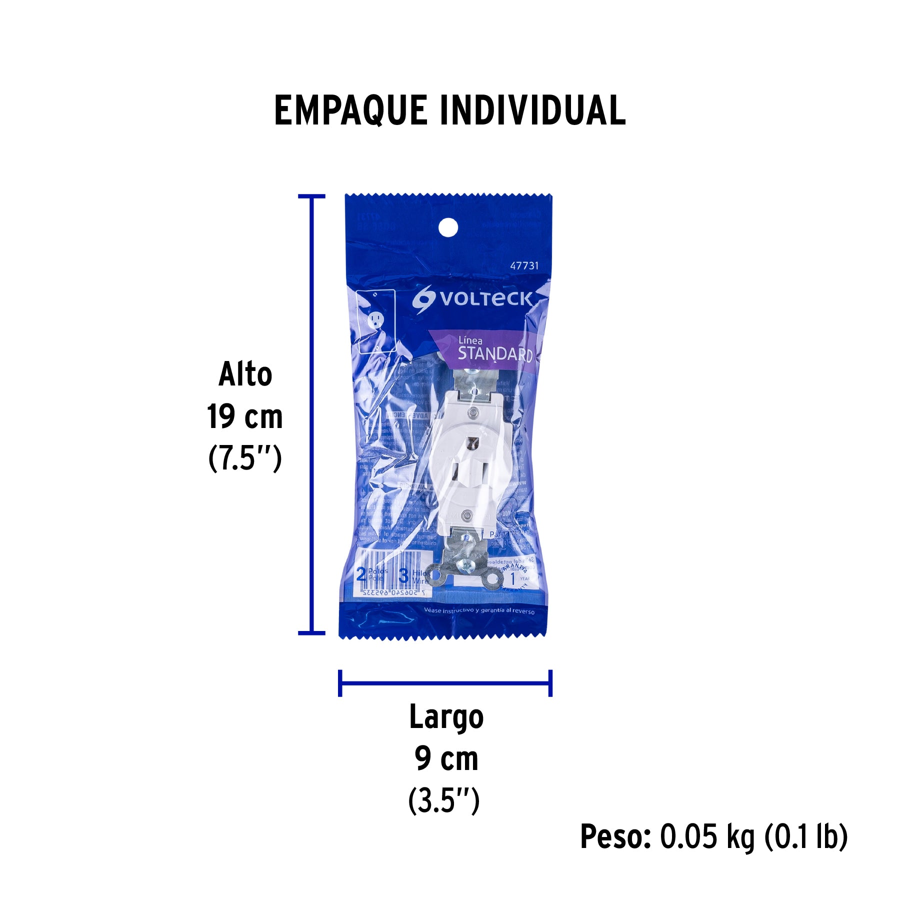 Contacto sencillo, 2 polos 3 hilos, Standard, blanco