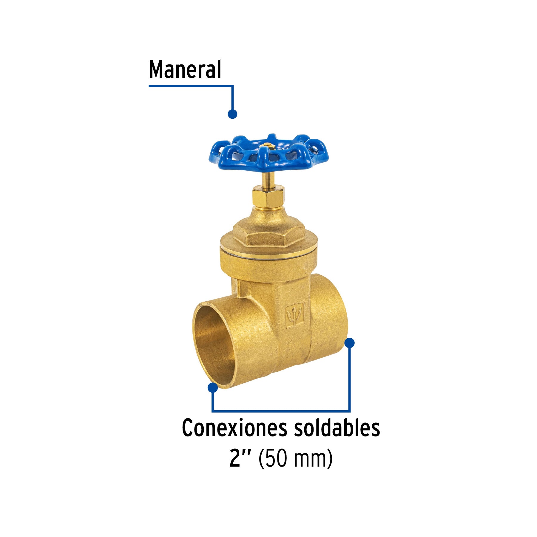 Válvula de compuerta de latón soldable de 2"