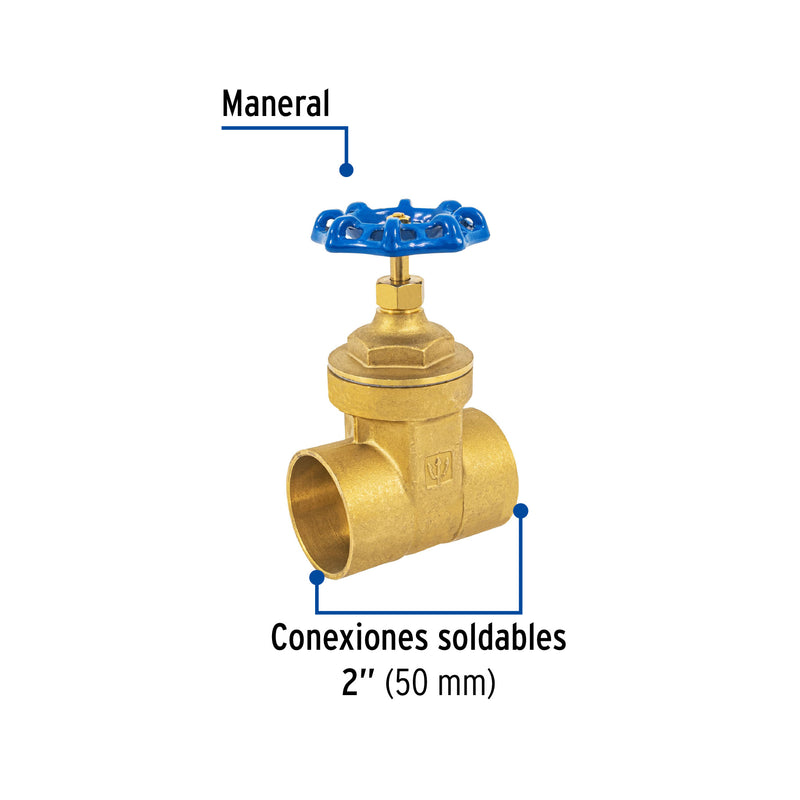 Válvula de compuerta de latón soldable de 2"