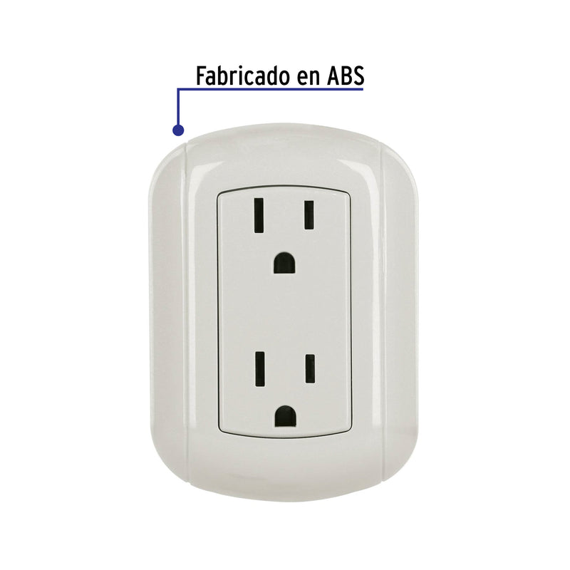 Contacto de sobreponer dúplex, 2 polos+ tierra, ABS