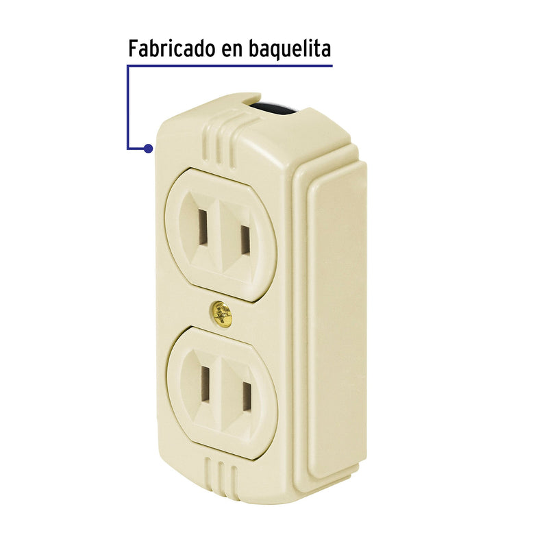 Contacto de sobreponer dúplex, sin tierra