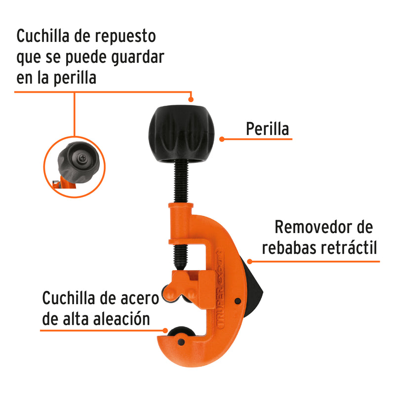 Cortador tubo de cobre, hasta 1-1/8", cuchilla de 20x6mm