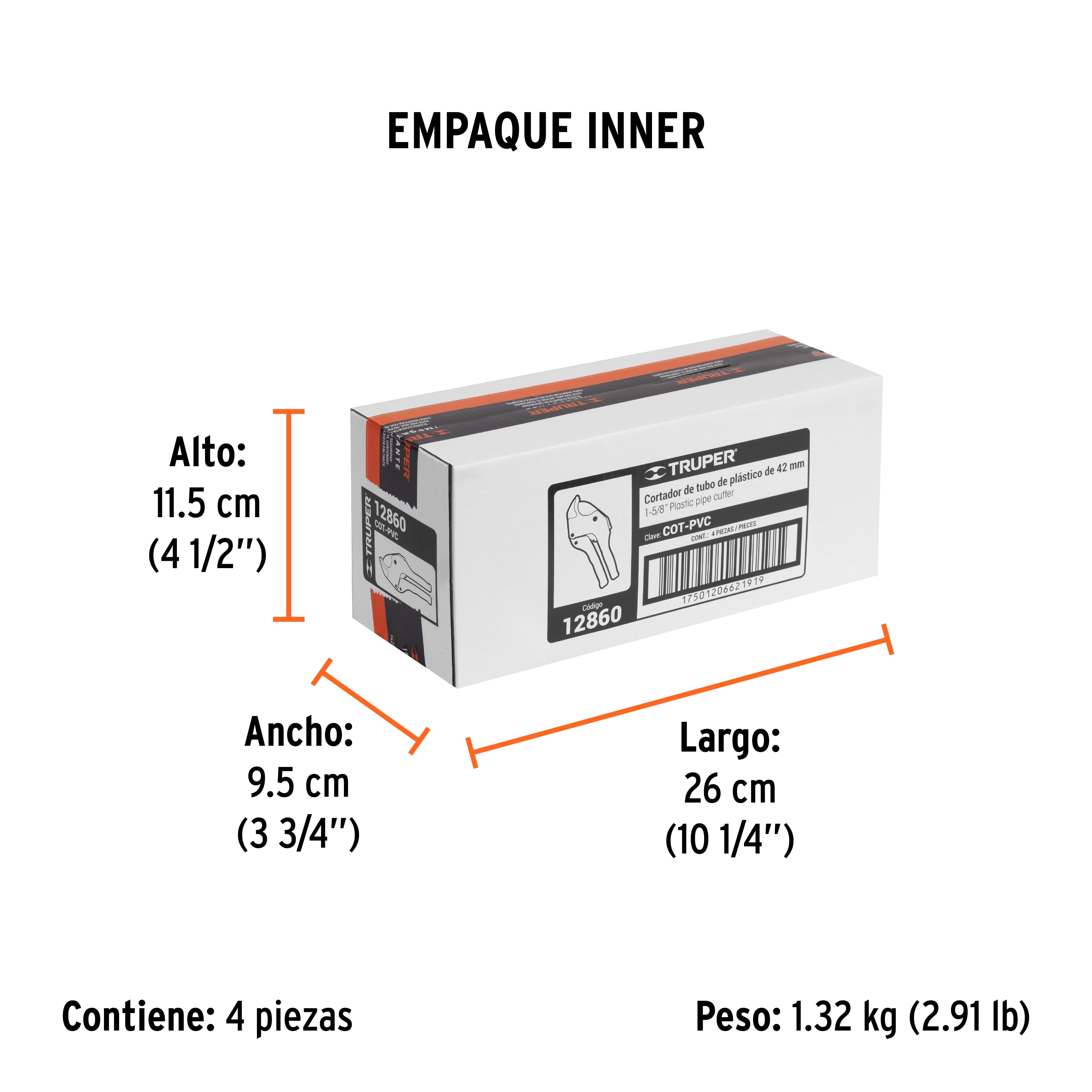 Cortador de tubo de pvc, hasta 1-5/8"
