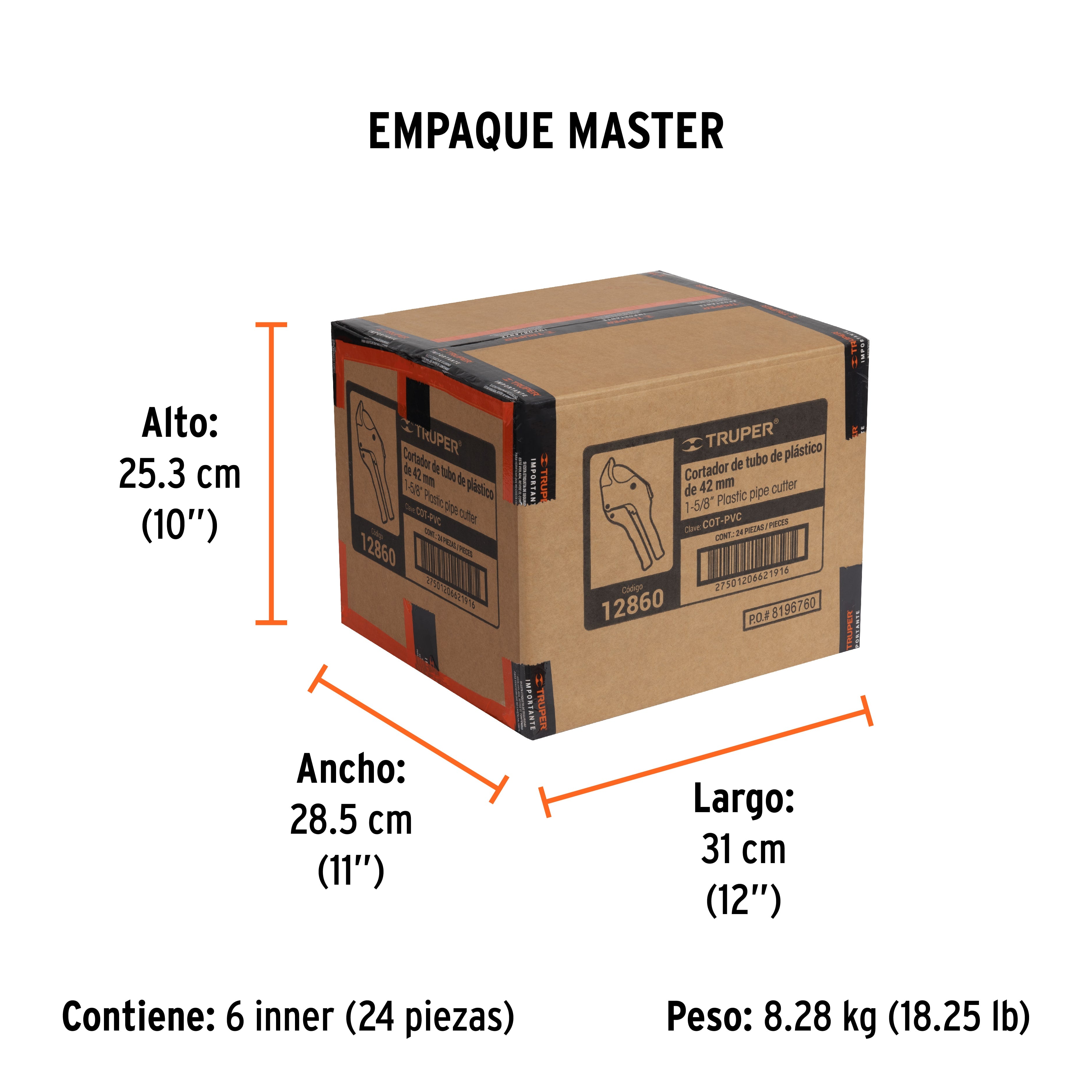 Cortador de tubo de pvc, hasta 1-5/8"