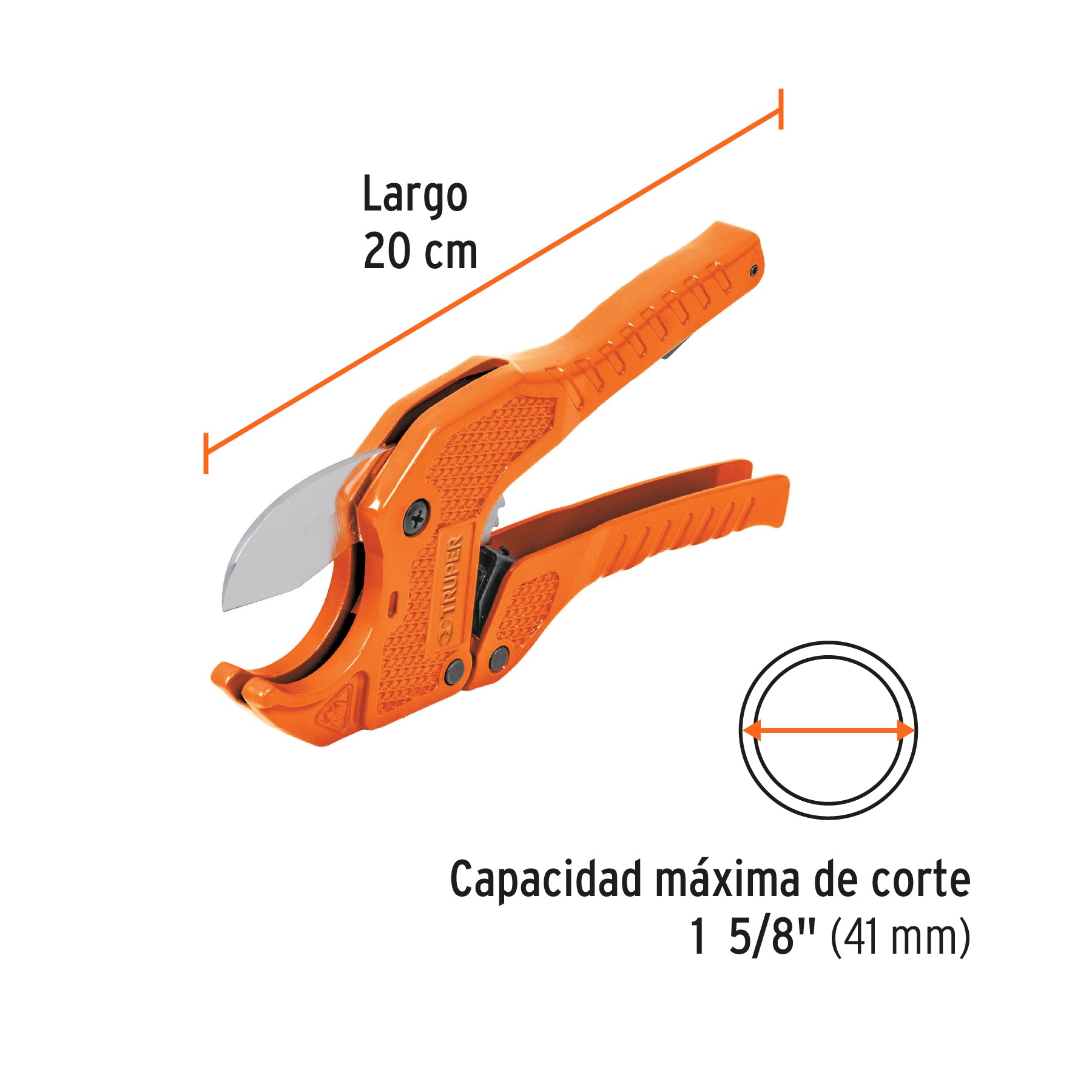 Cortador de tubo de pvc, hasta 1-5/8"