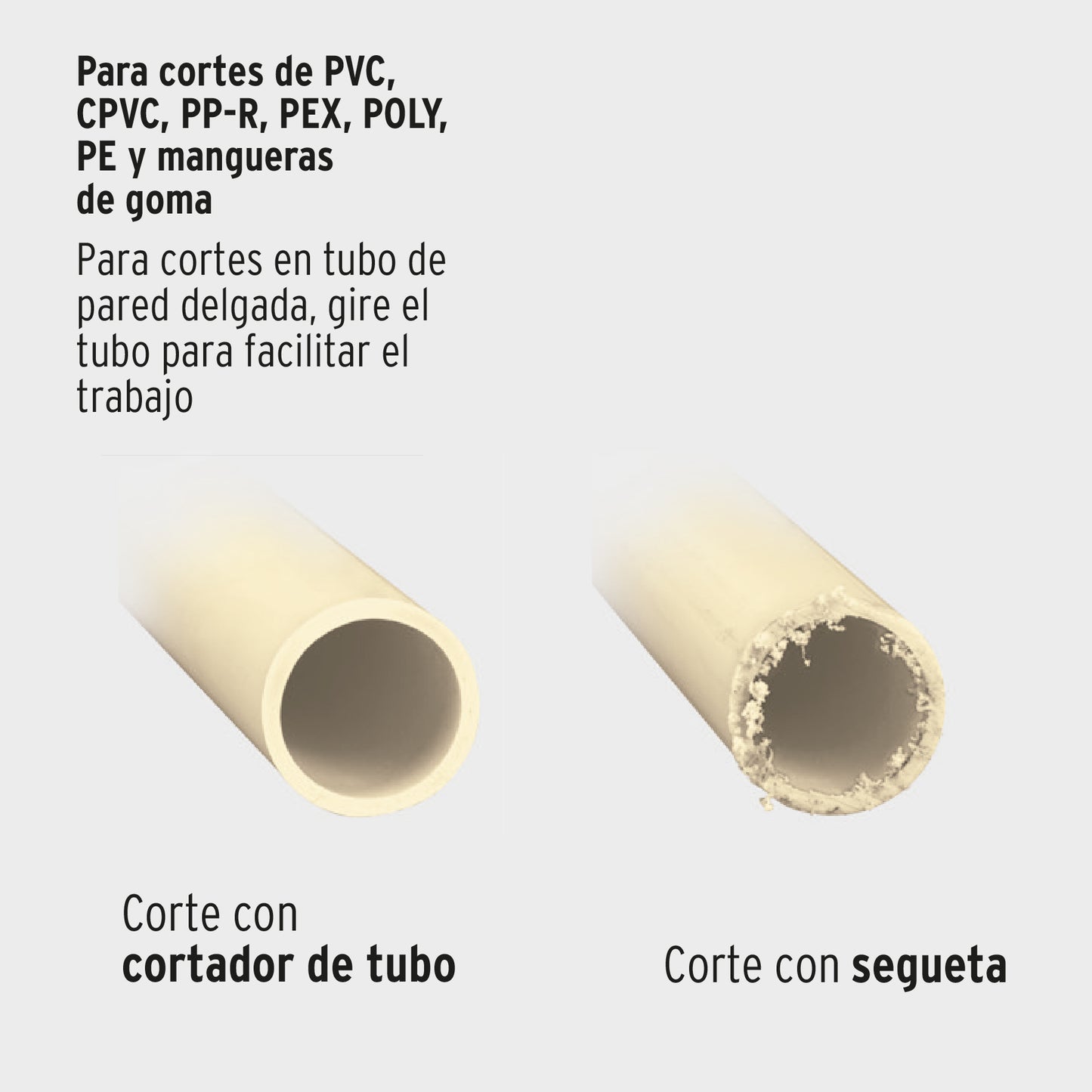 Cortador de tubo de pvc, hasta 1-5/8"