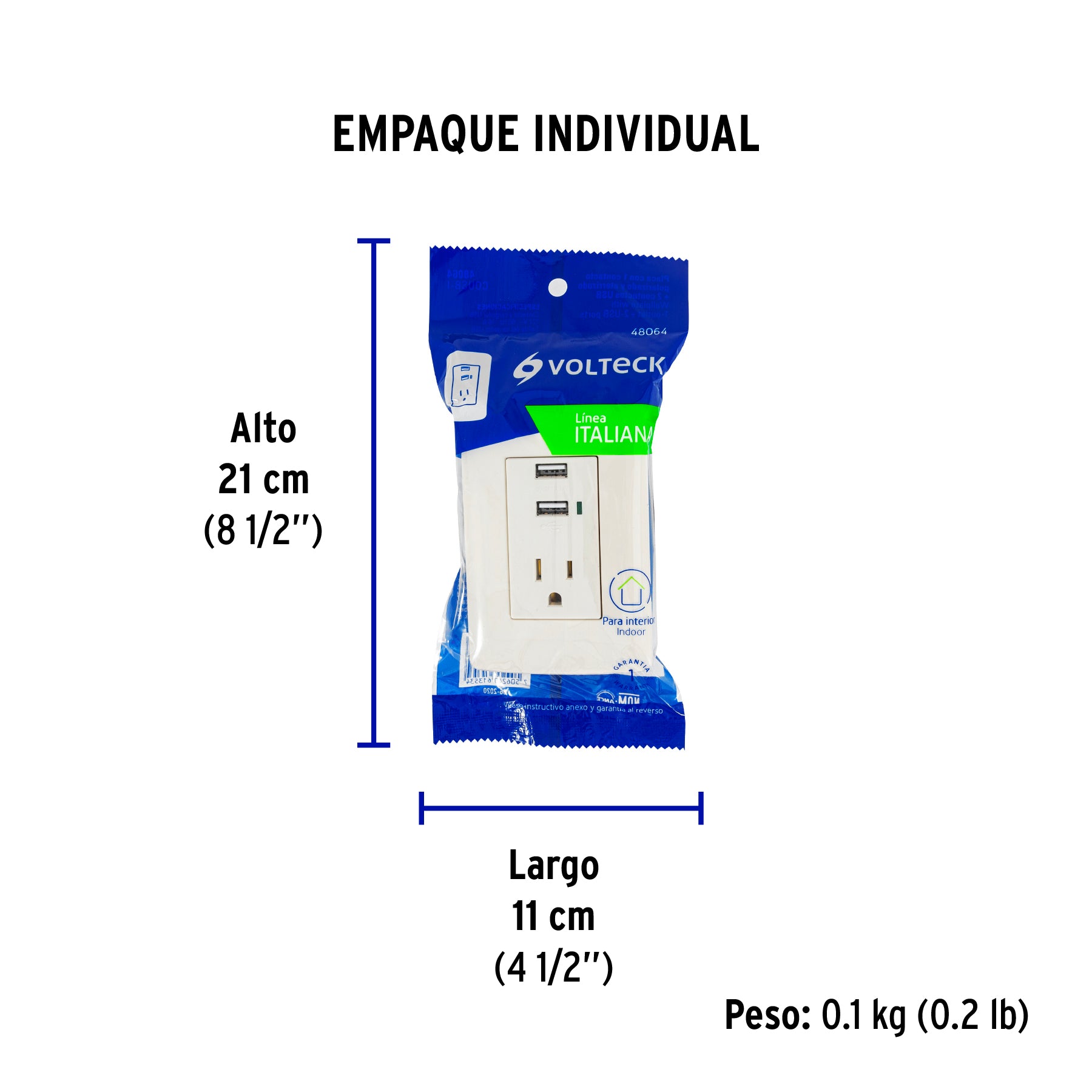Contacto aterrizado + 2 puertos USB, marfil, línea Italiana