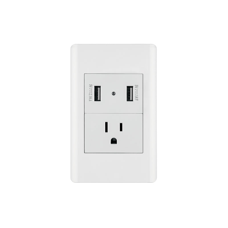Placa armada blanca contacto y 2 puertos USB 1.5 mód, Lisboa