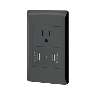 Placa armada negra contacto y 2 puertos USB 1.5 mód, Lisboa