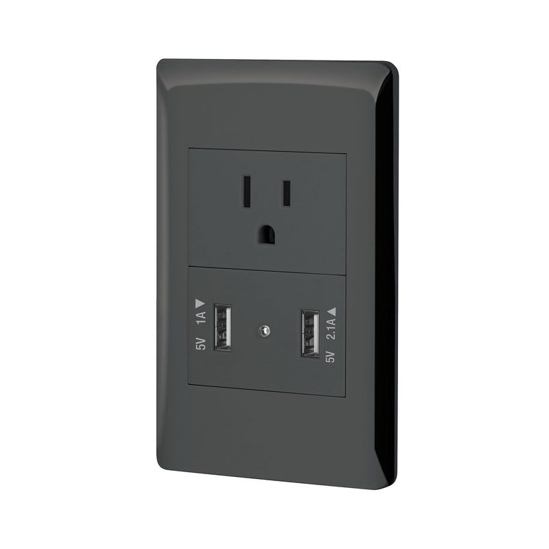 Placa armada negra contacto y 2 puertos USB 1.5 mód, Lisboa