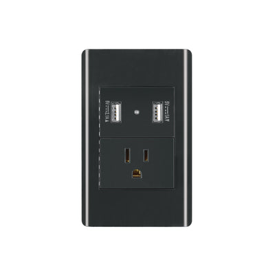 Placa armada negra contacto y 2 puertos USB 1.5 mód, Lisboa