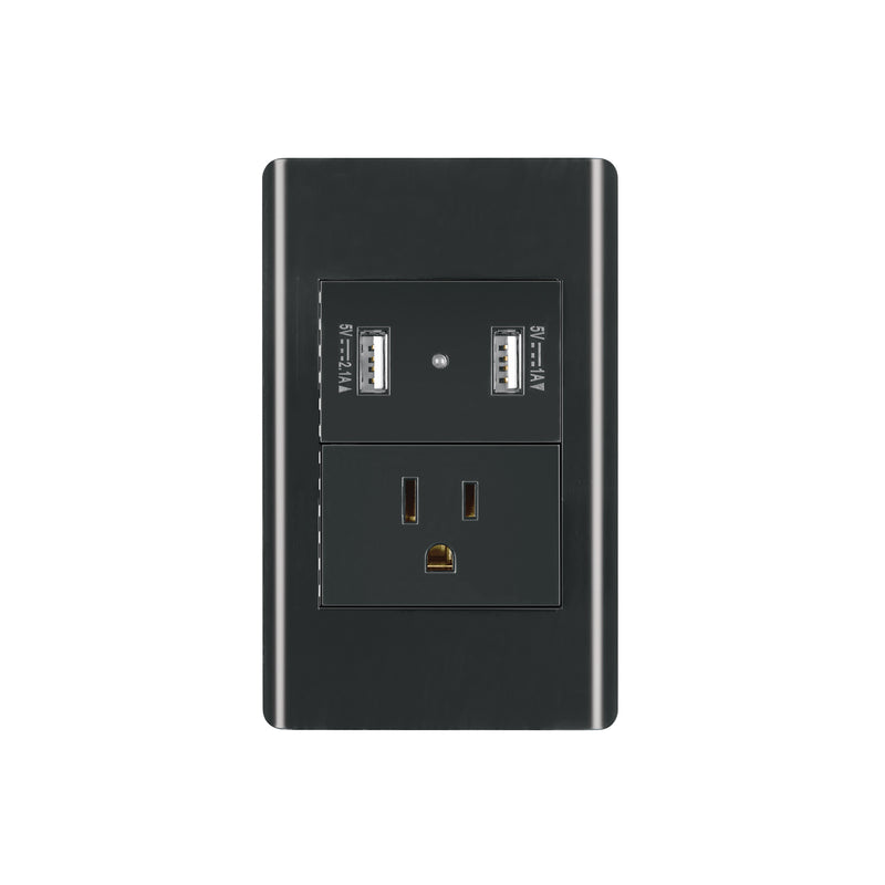 Placa armada negra contacto y 2 puertos USB 1.5 mód, Lisboa