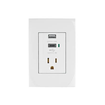Contacto 2polos + tierra con 2 puertos USB, Oslo, blanco