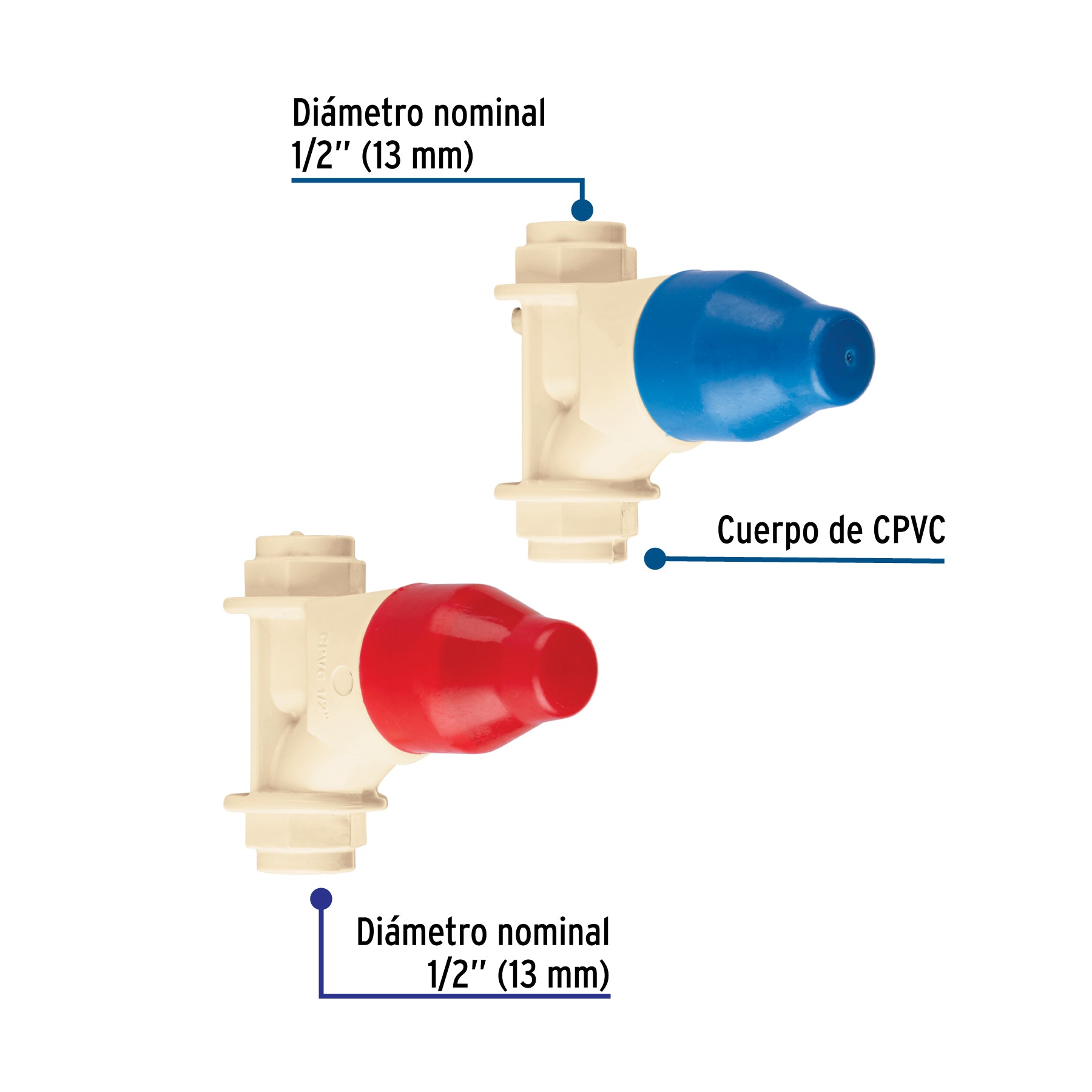 Juego de 2 llaves de empotrar CPVC 1/2' para regadera, FOSET