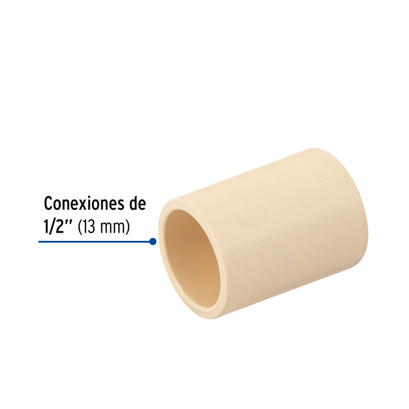Cople de CPVC, 1/2"