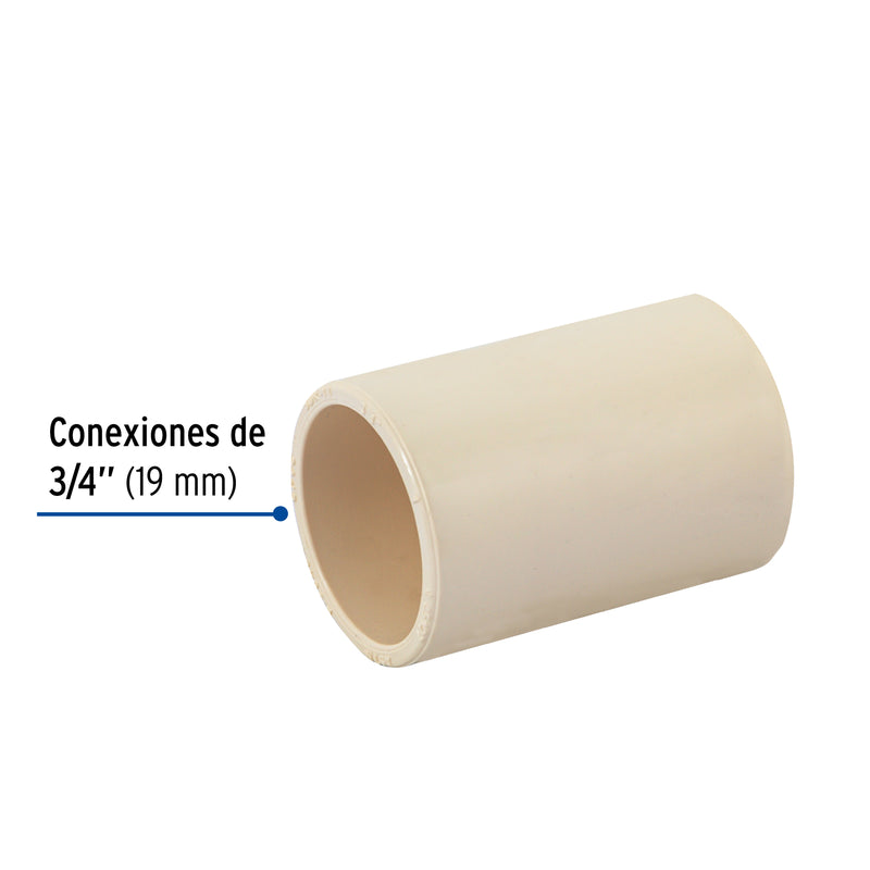 Cople de CPVC,  3/4"