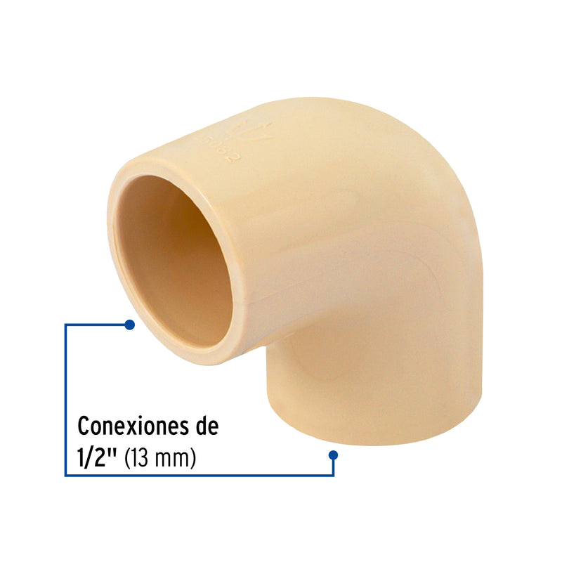 Codo 90° de CPVC, 1/2"