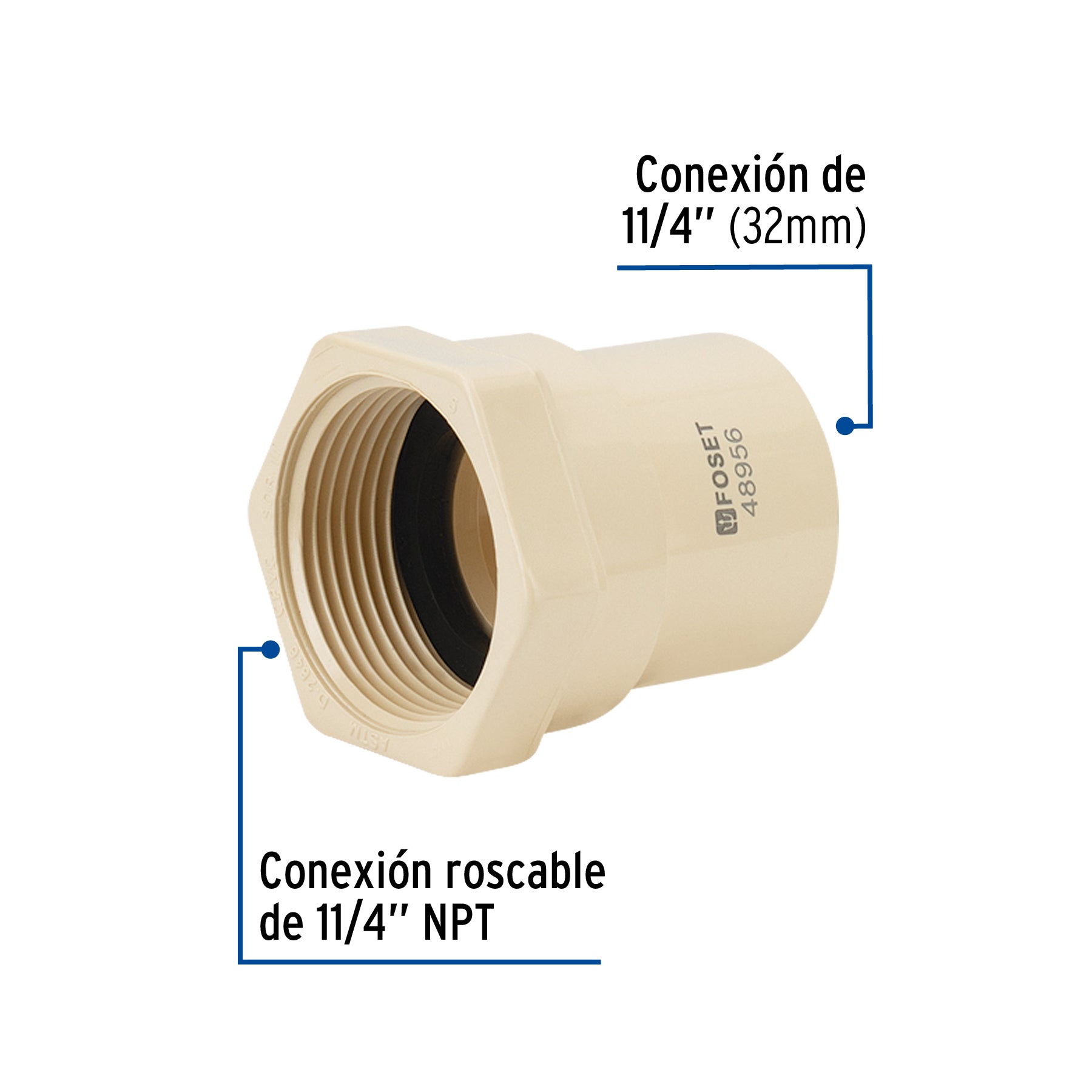 Conector hembra CPVC 1-1/4"